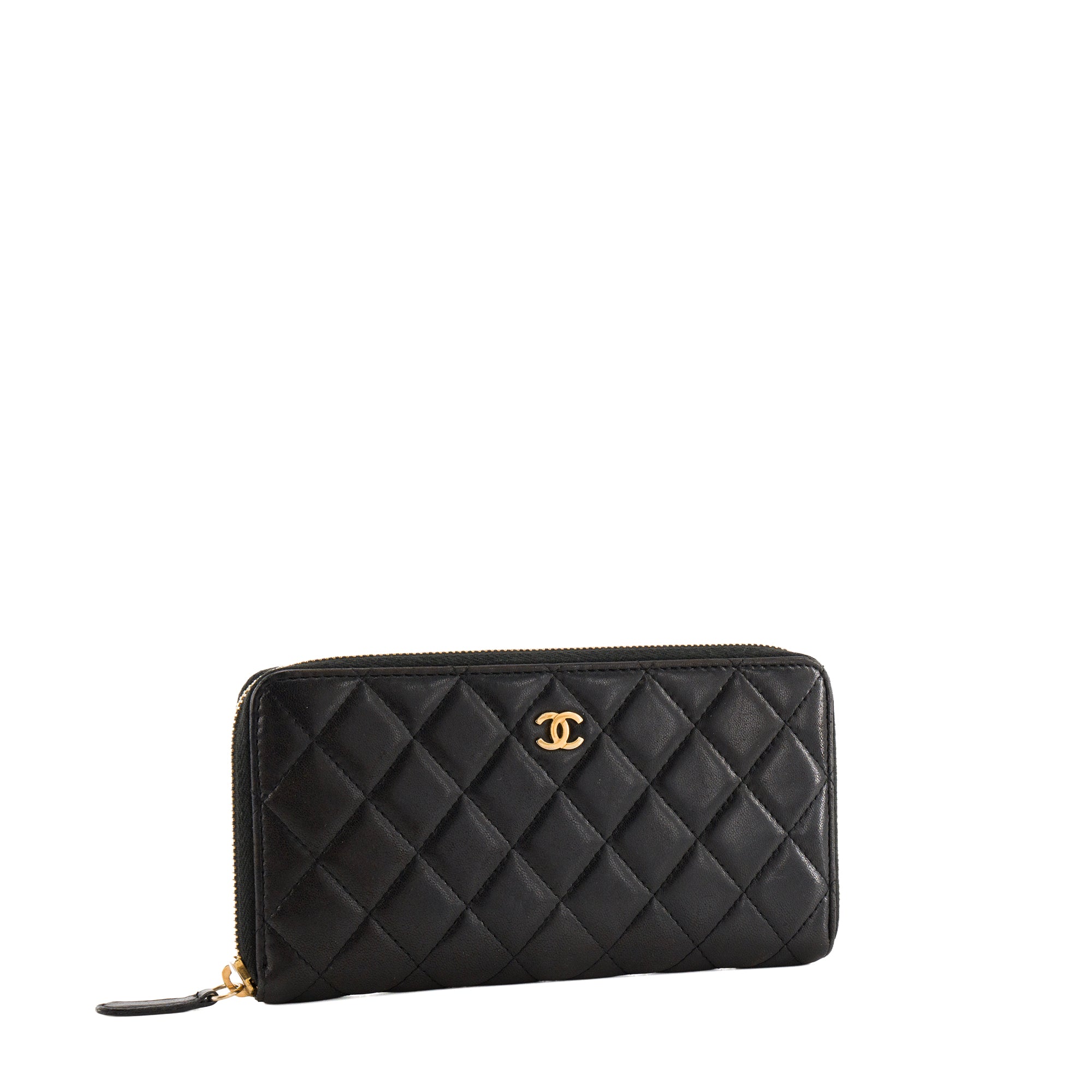 CHANEL - Portefeuille long Classique/Timeless Chanel en cuir lisse noir