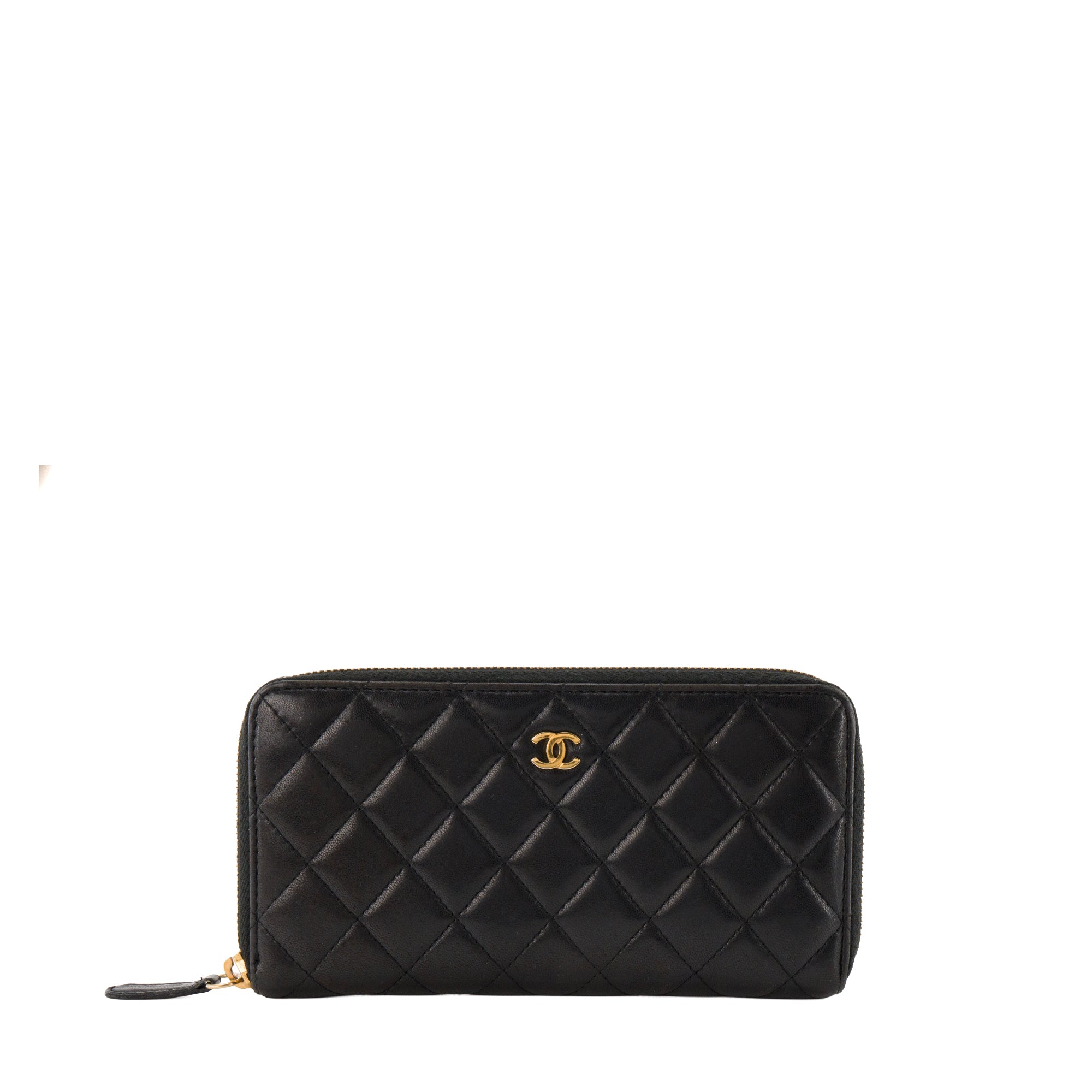 CHANEL - Portefeuille long Classique/Timeless Chanel en cuir lisse noir