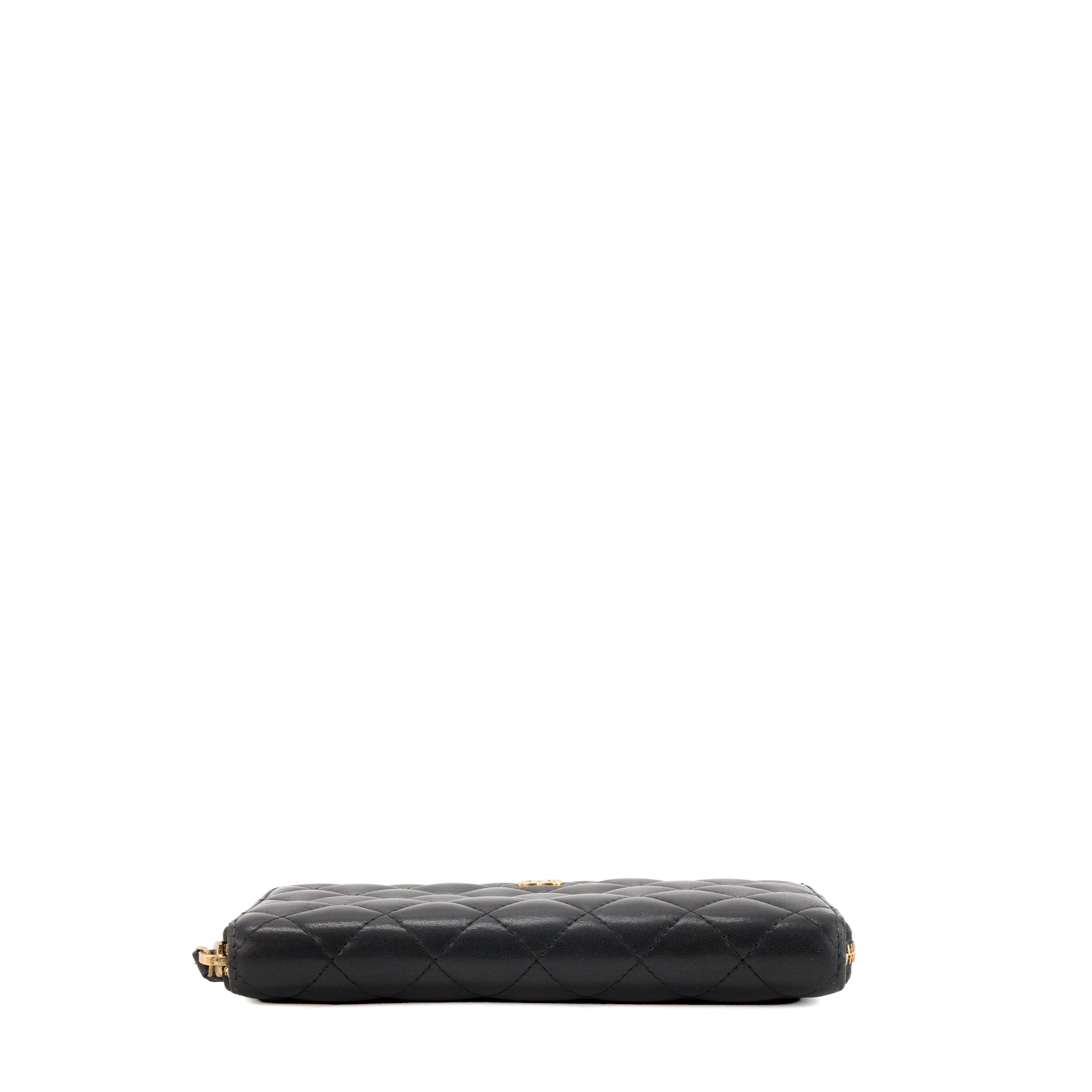 CHANEL - Portefeuille long Classique/Timeless Chanel en cuir lisse noir