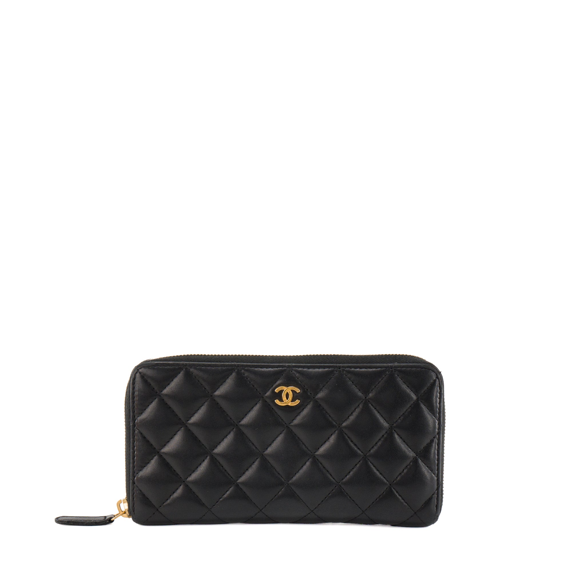 CHANEL - Portefeuille long Classique/Timeless Chanel en cuir lisse noir