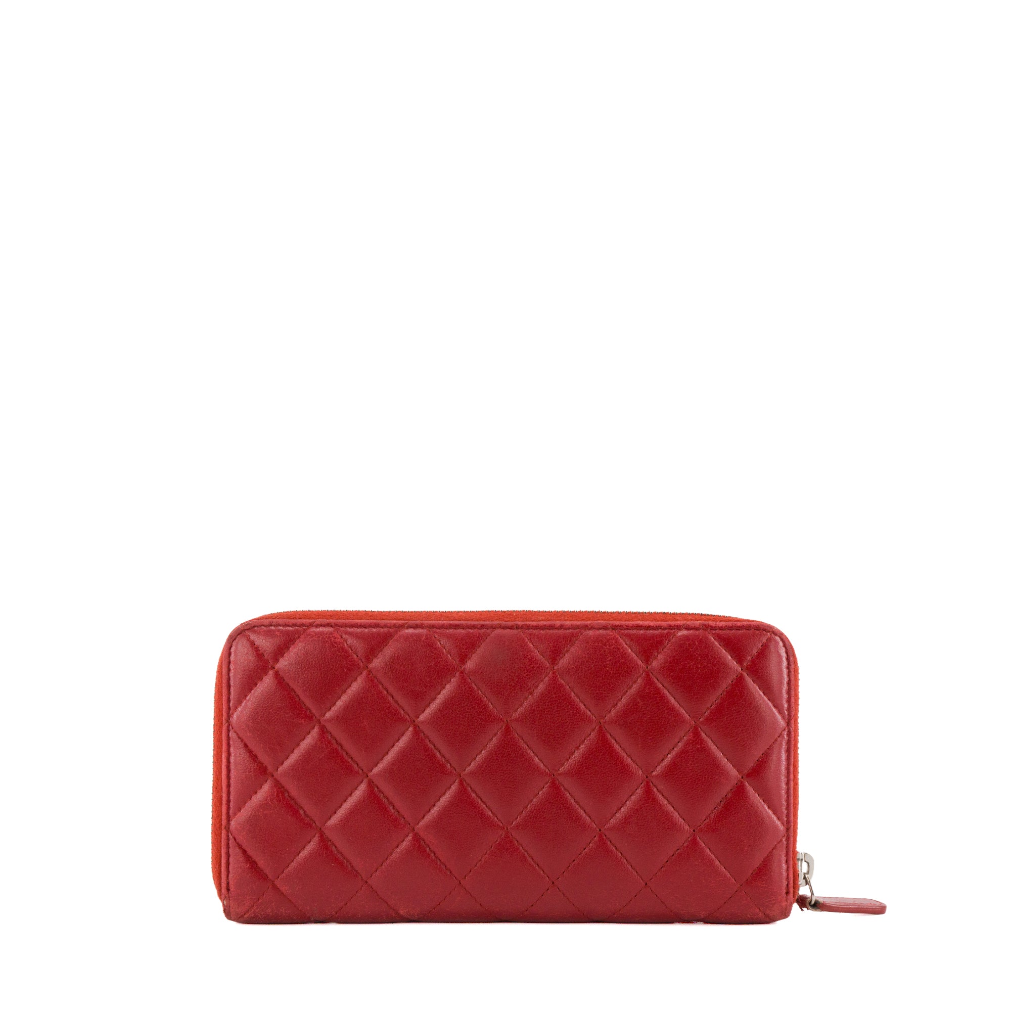 CHANEL - Portefeuille long Classique/Timeless Chanel en cuir lisse rouge