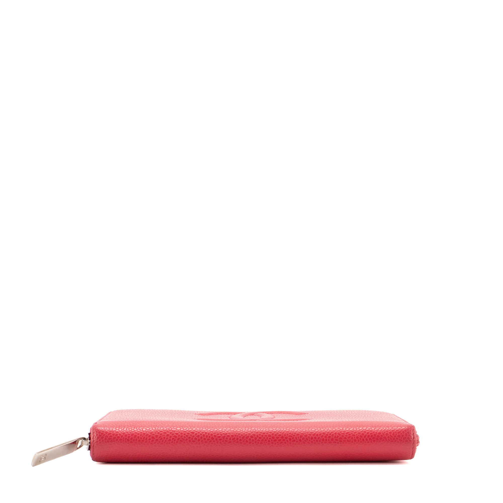 CHANEL - Portefeuille Long Zip Chanel en cuir grainé rose
