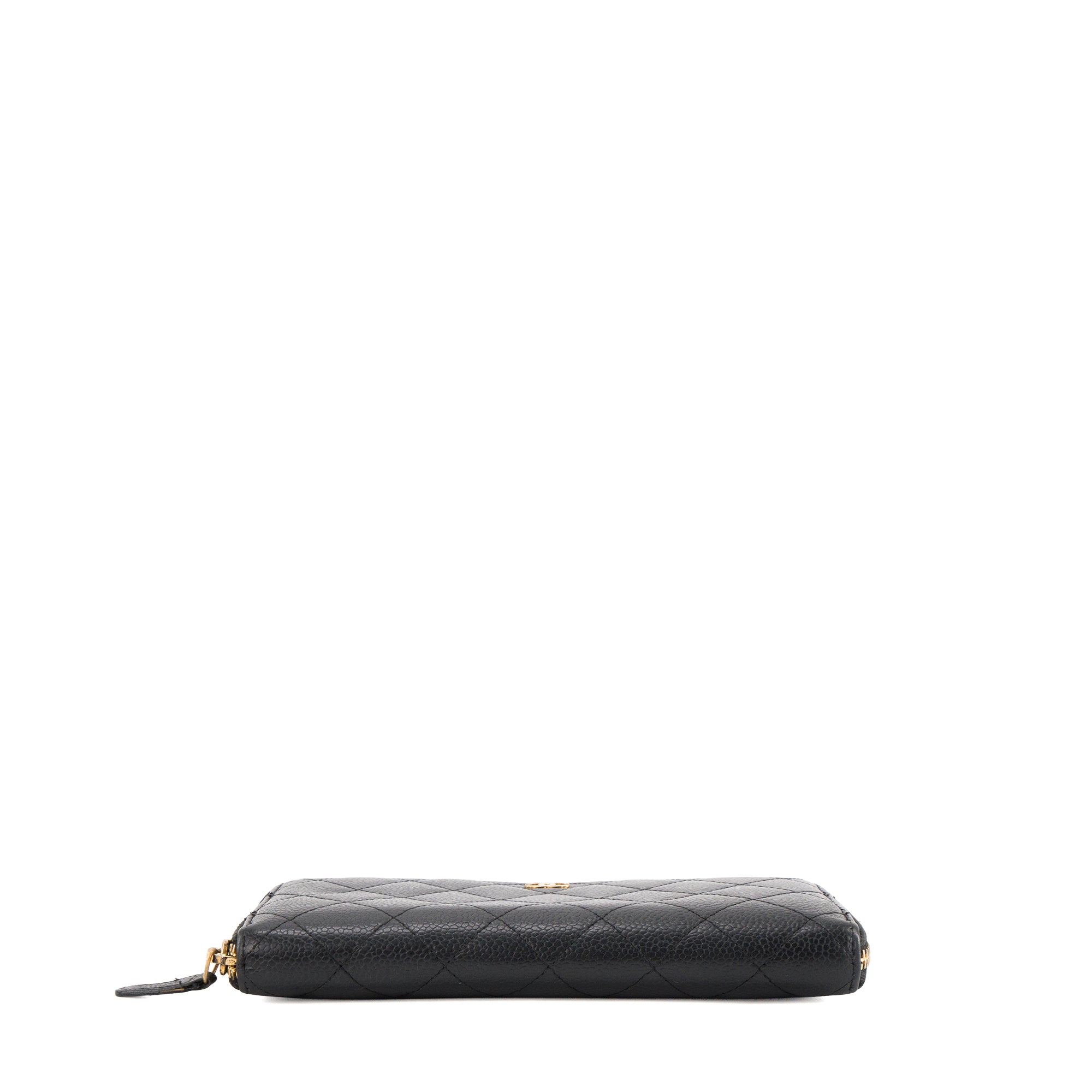 CHANEL - Portefeuille Classique/Timeless Zippé Chanel en cuir caviar noir