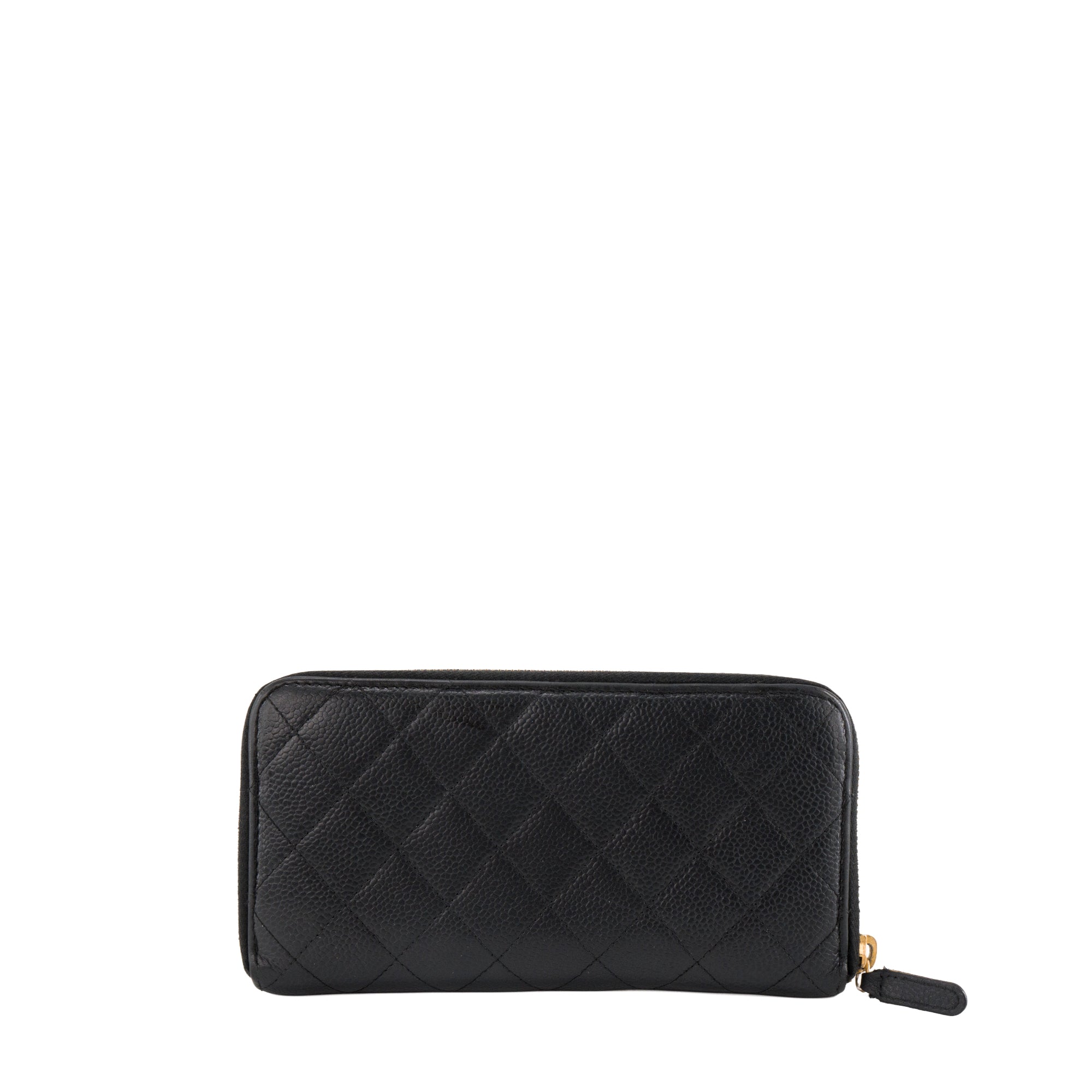 CHANEL - Portefeuille Classique/Timeless Zippé Chanel en cuir caviar noir