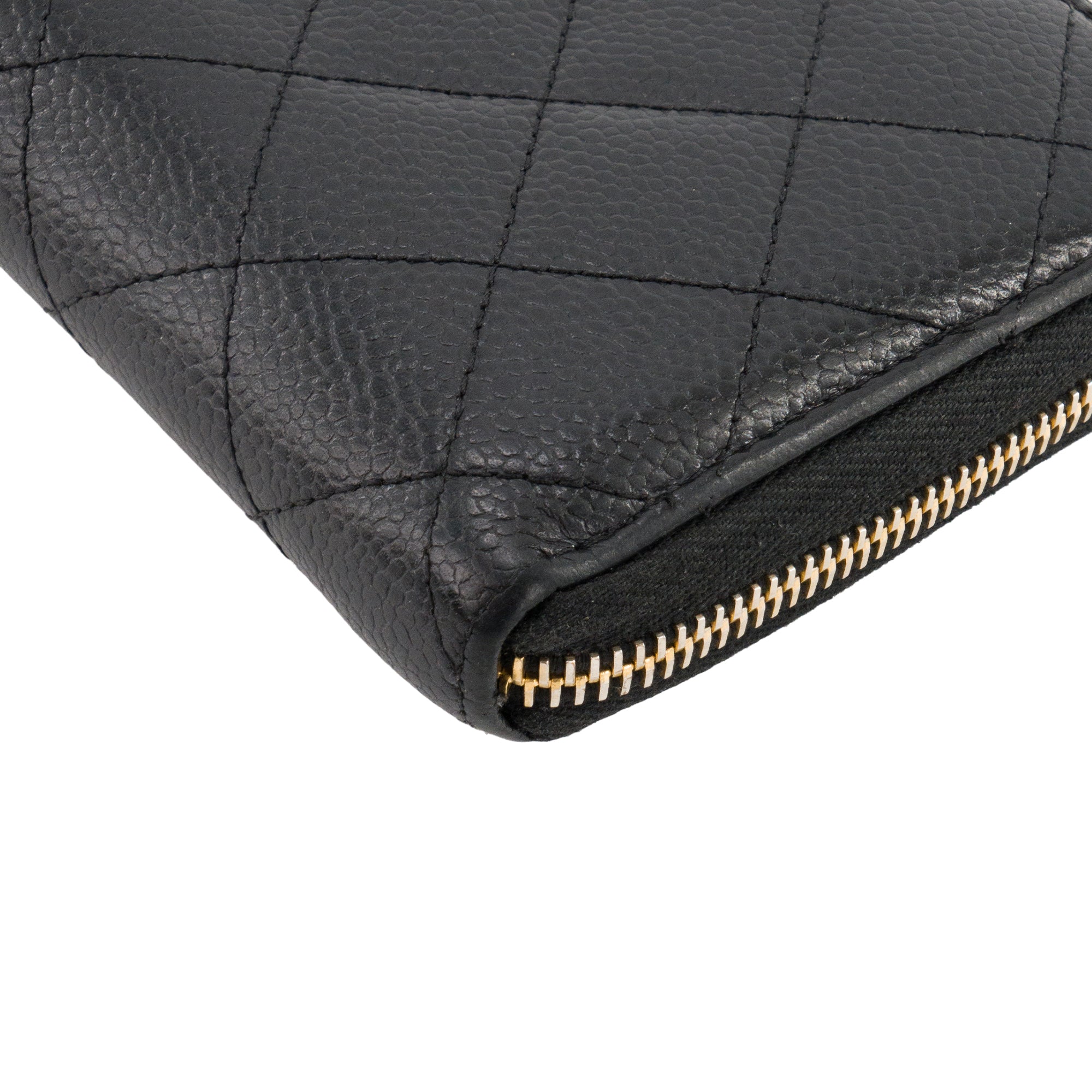 CHANEL - Portefeuille Classique/Timeless Zippé Chanel en cuir caviar noir
