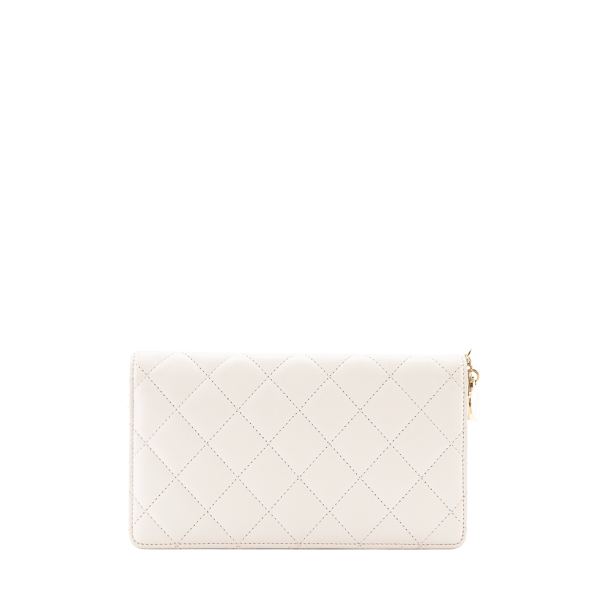 CHANEL - Portefeuille Valentine Chanel en cuir matelassé blanc édition limitée