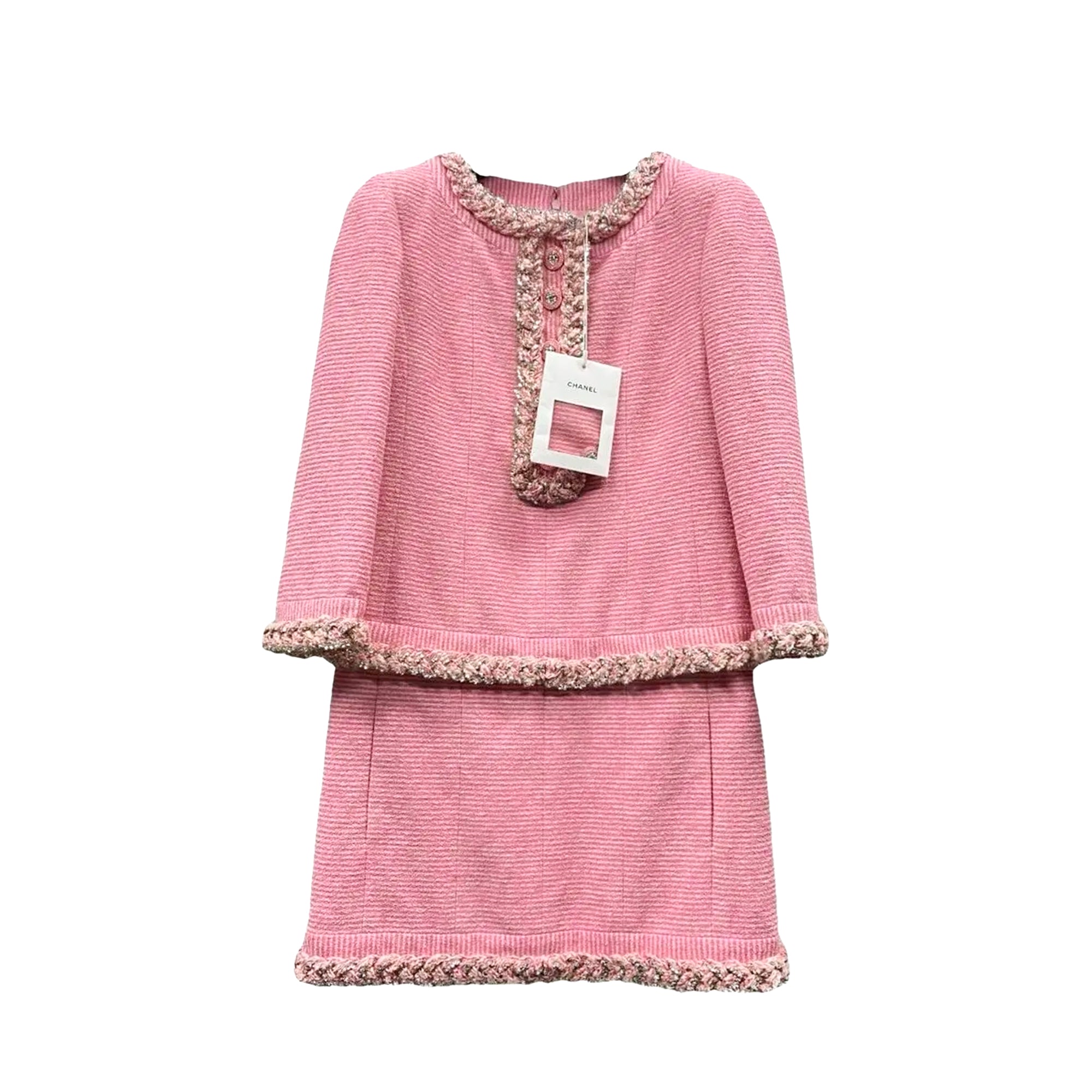 CHANEL - Robe Chanel en laine rose (T42)