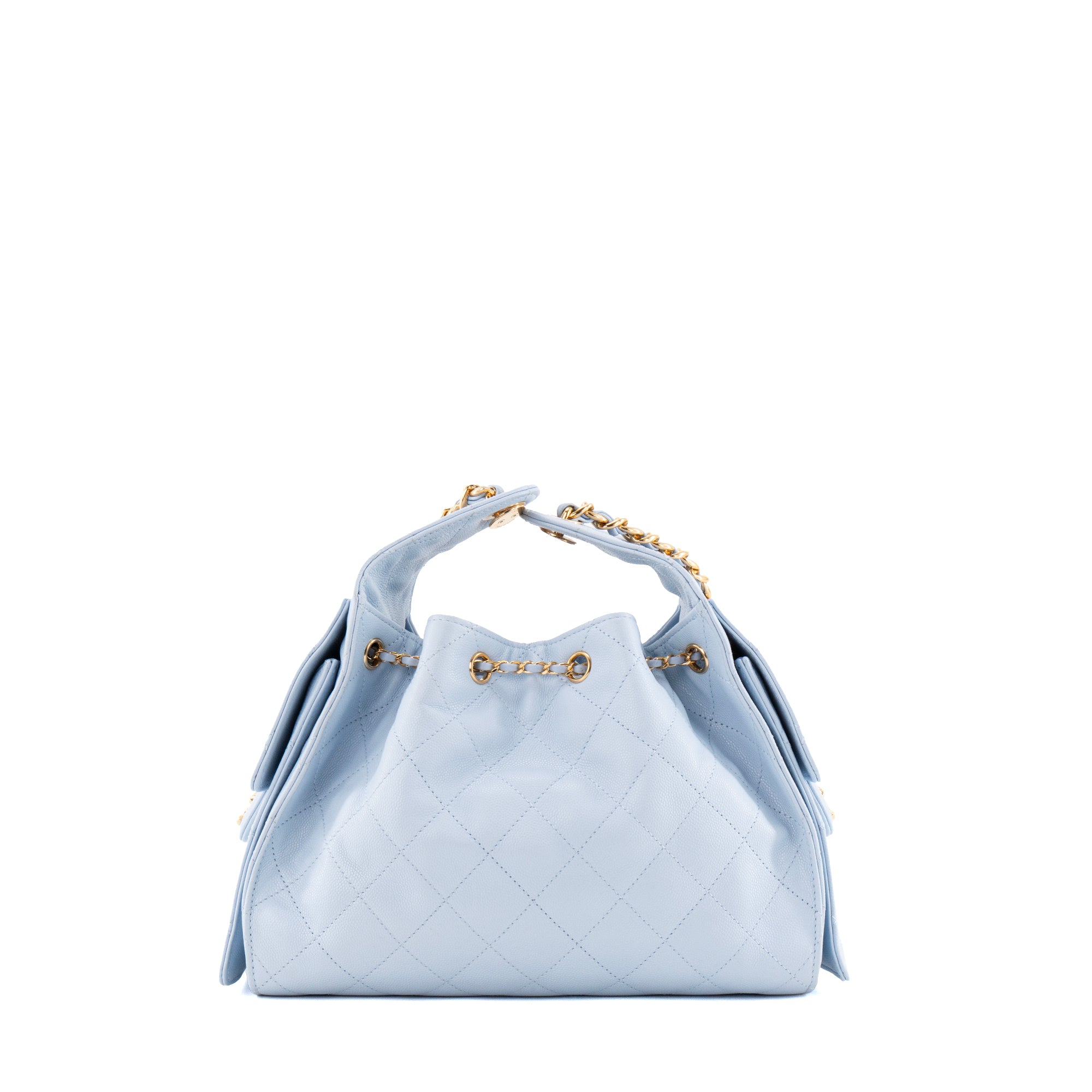 CHANEL - Sac à épaule Chanel 25 small en cuir bleu light blue