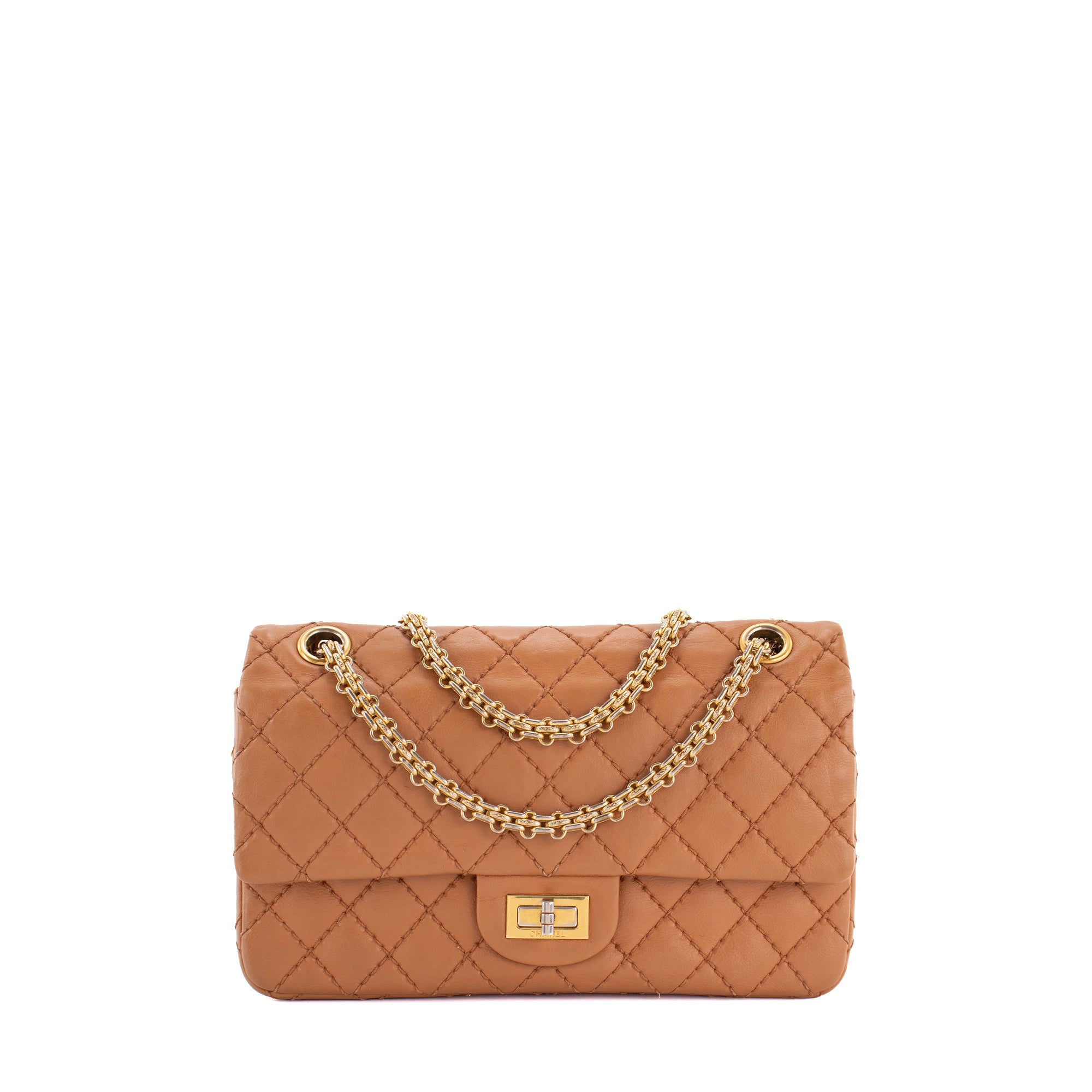CHANEL - Sac à bandoulière 2.55 Chanel en cuir lisse marron