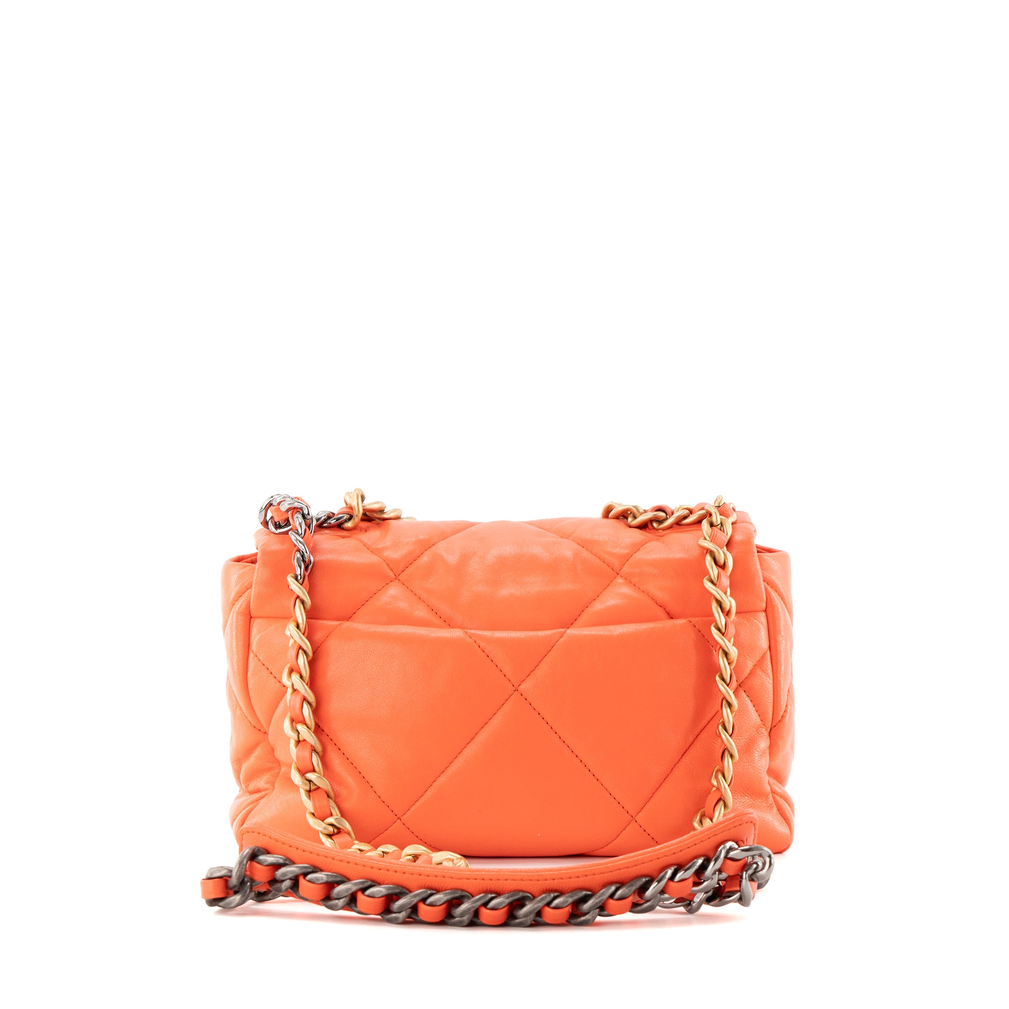 CHANEL - Sac à bandoulière 19 Chanel en cuir orange