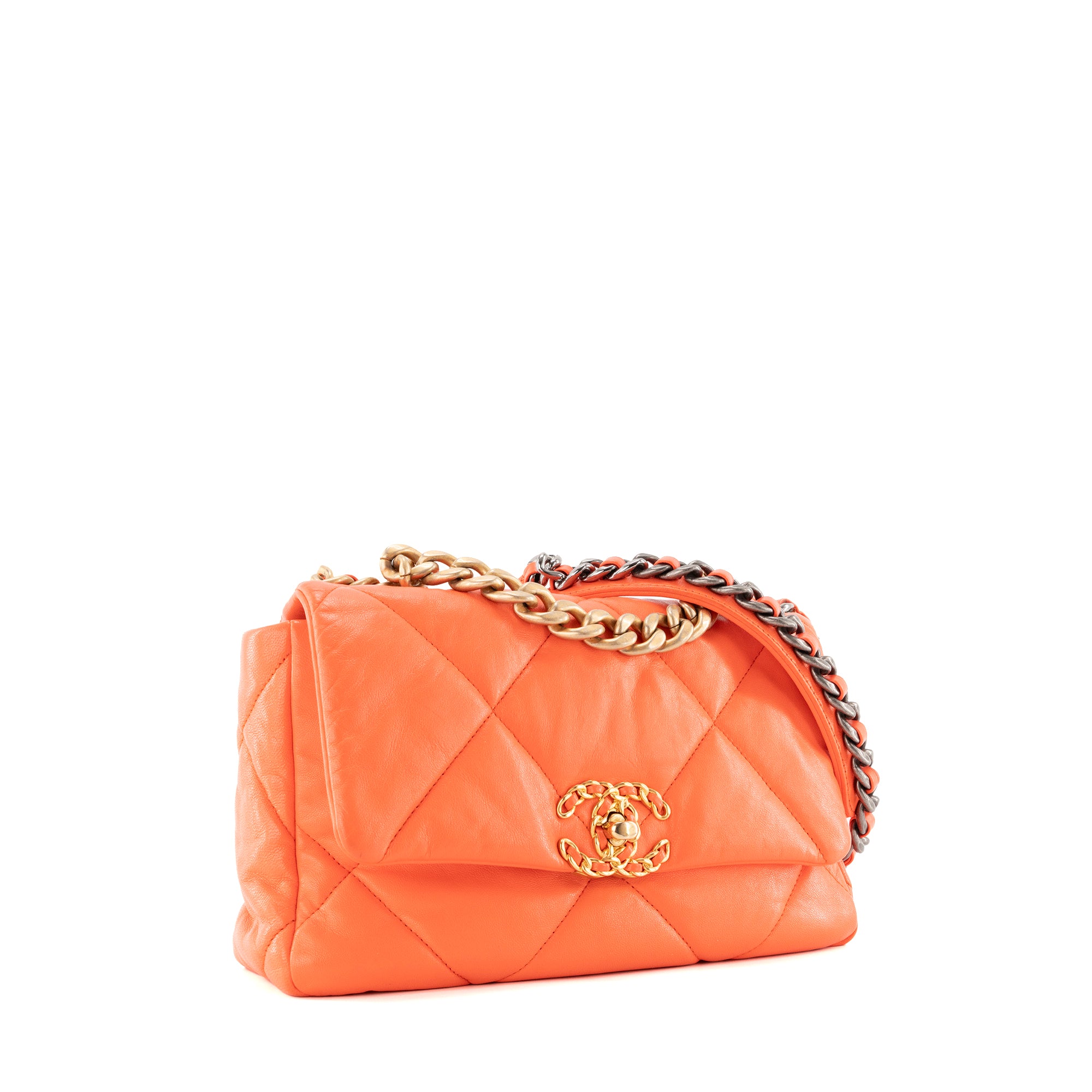 CHANEL - Sac à bandoulière 19 Chanel en cuir orange