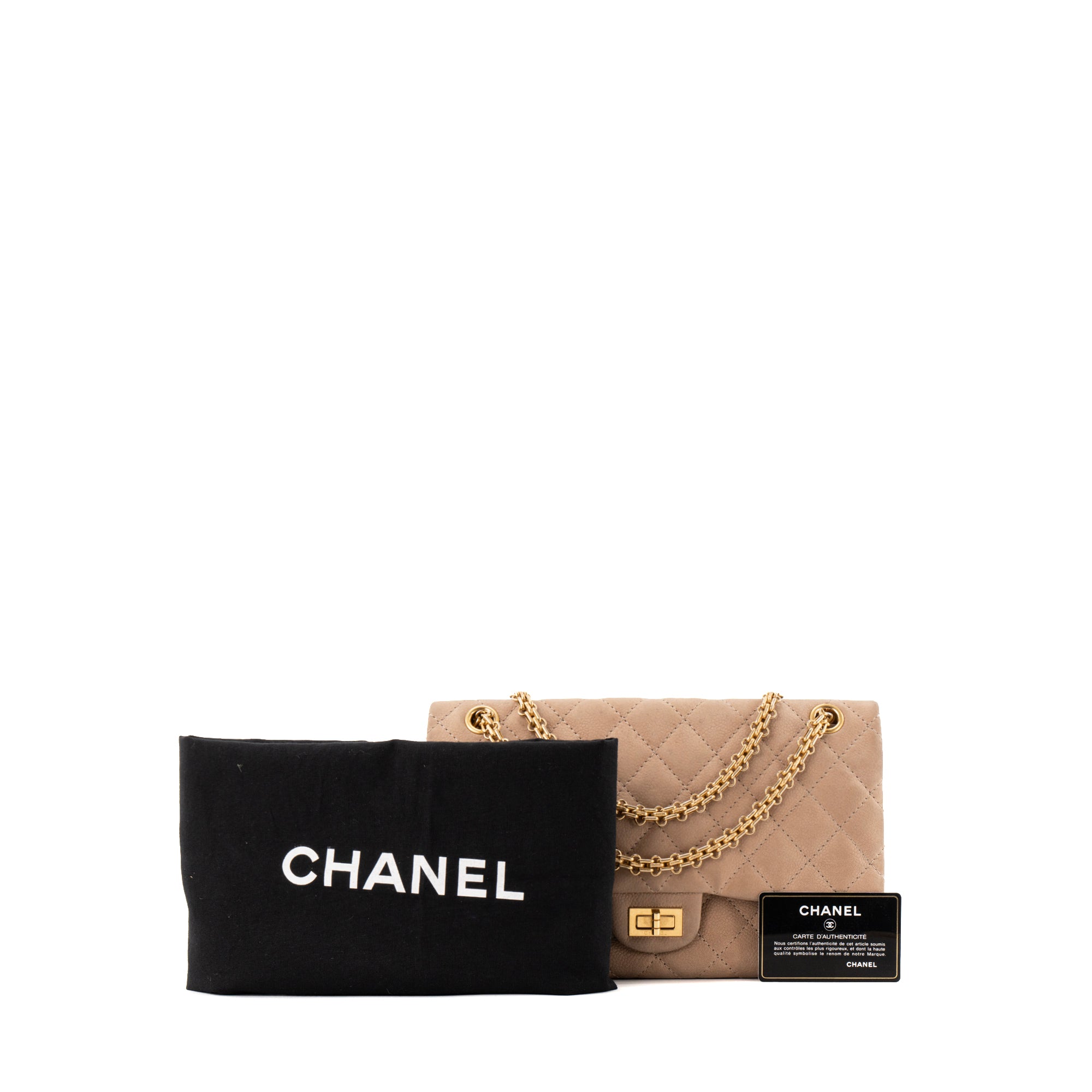 CHANEL - Sac à bandoulière 2.55 Chanel en cuir caviar marron clair