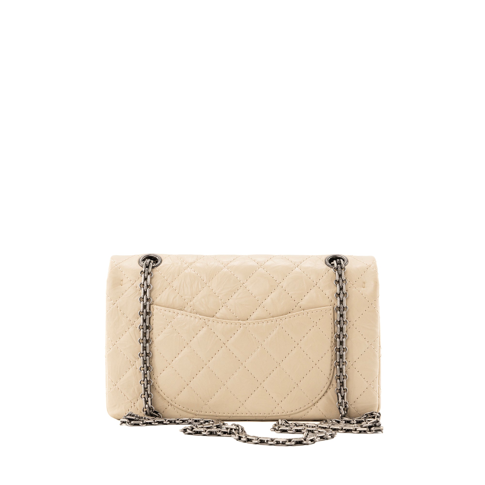 CHANEL - Sac à bandoulière 2.55 Chanel en cuir froissé beige
