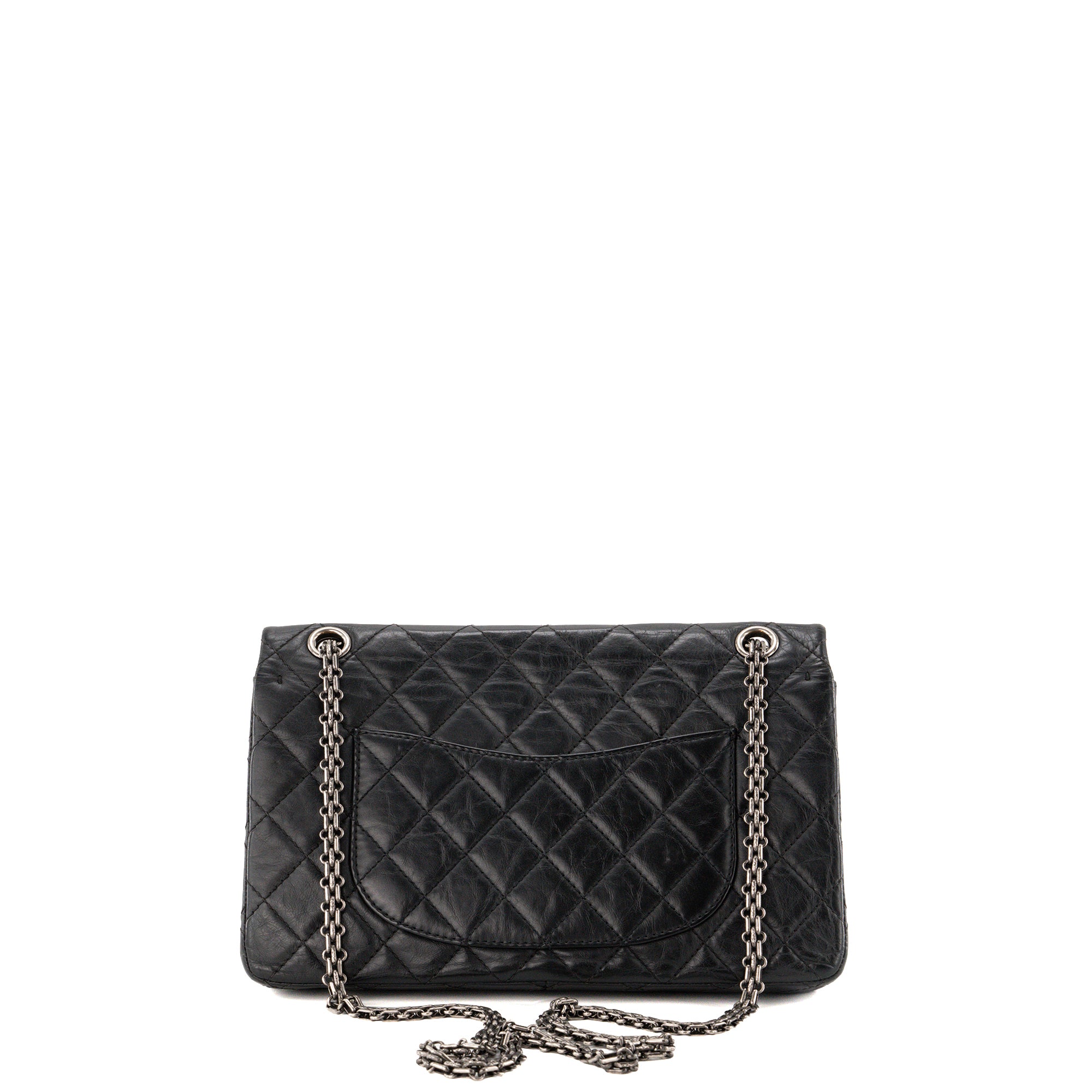 CHANEL - Sac à bandoulière 2.55 Chanel en cuir froissé noir