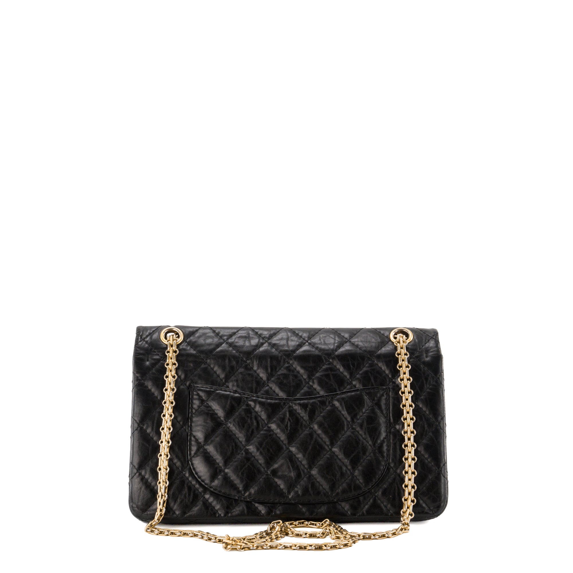 CHANEL - Sac à bandoulière 2.55 Chanel en cuir froissé noir