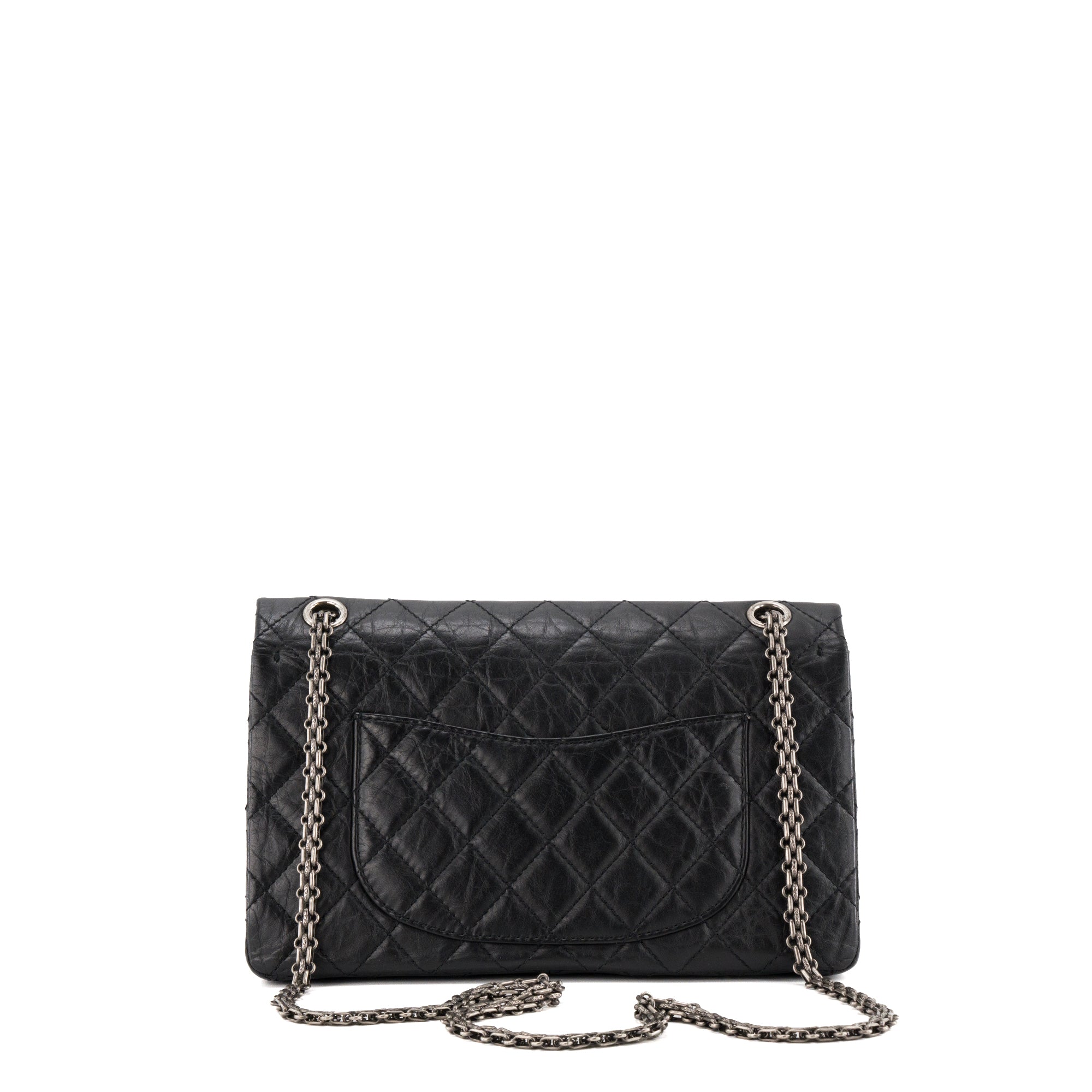 CHANEL - Sac à bandoulière 2.55 Chanel en cuir froissé noir