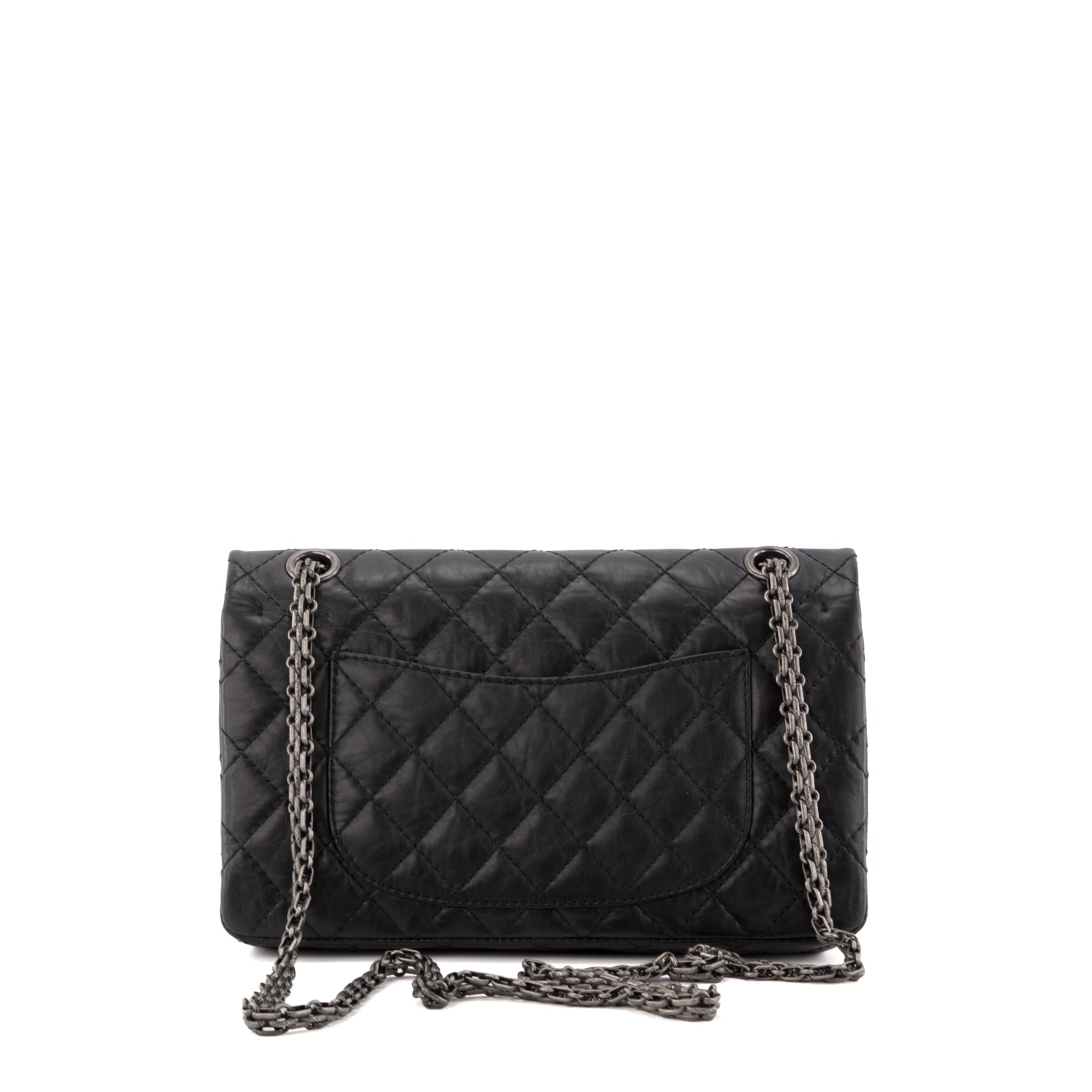 CHANEL - Sac à bandoulière 2.55 Chanel en cuir froissé noir