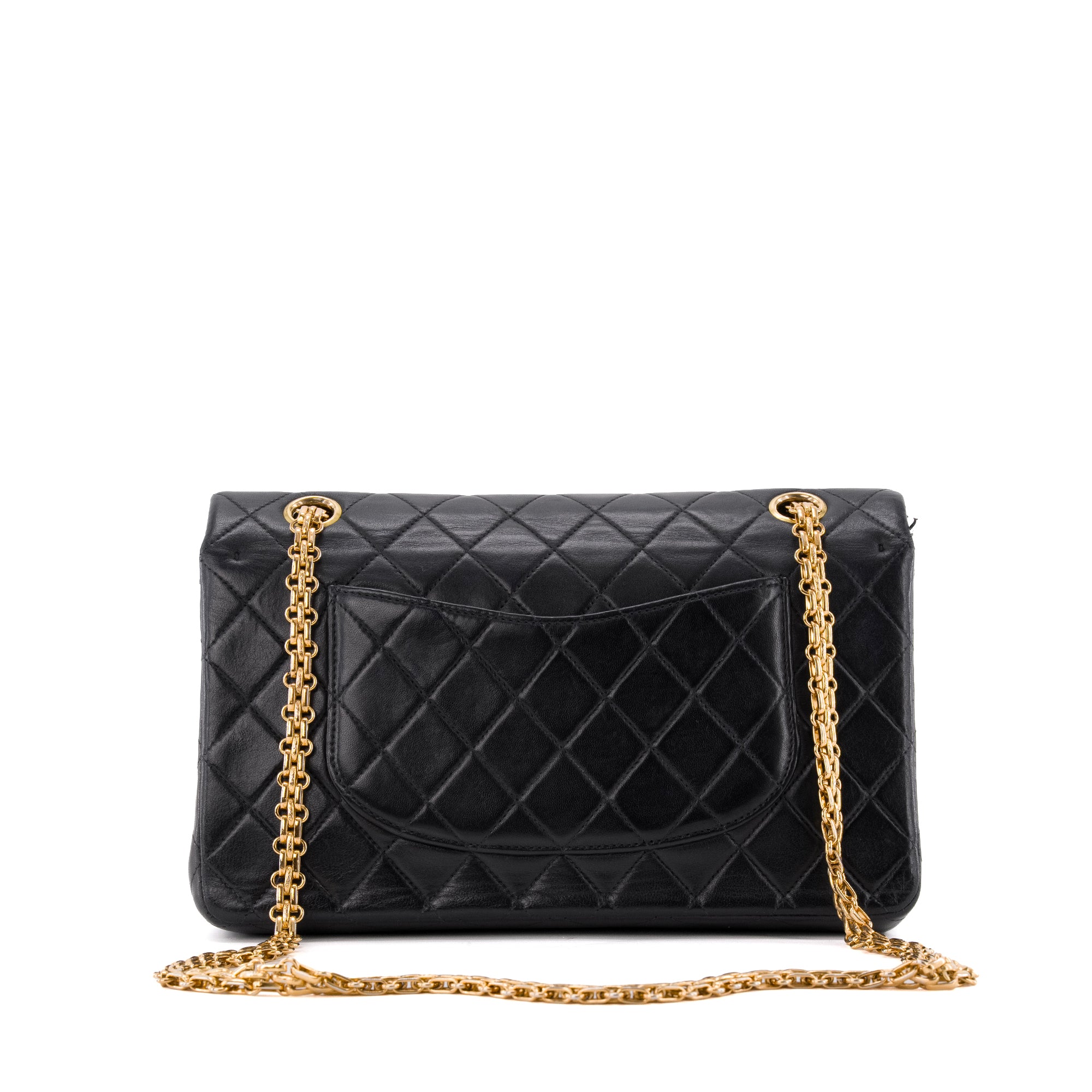CHANEL - Sac à bandoulière 2.55 Chanel en cuir lisse noir