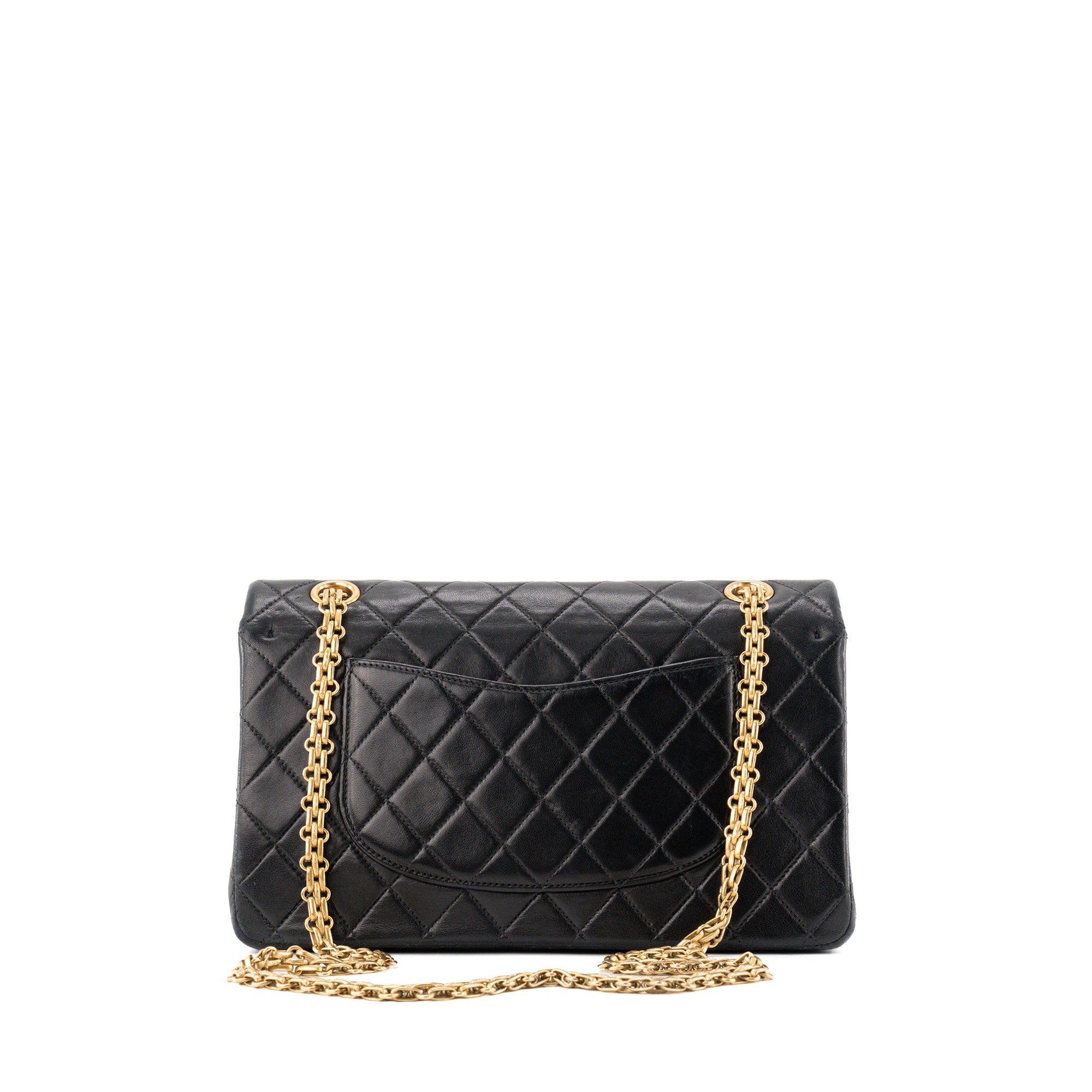 CHANEL - Sac à bandoulière 2.55 Chanel en cuir matelassé noir vintage