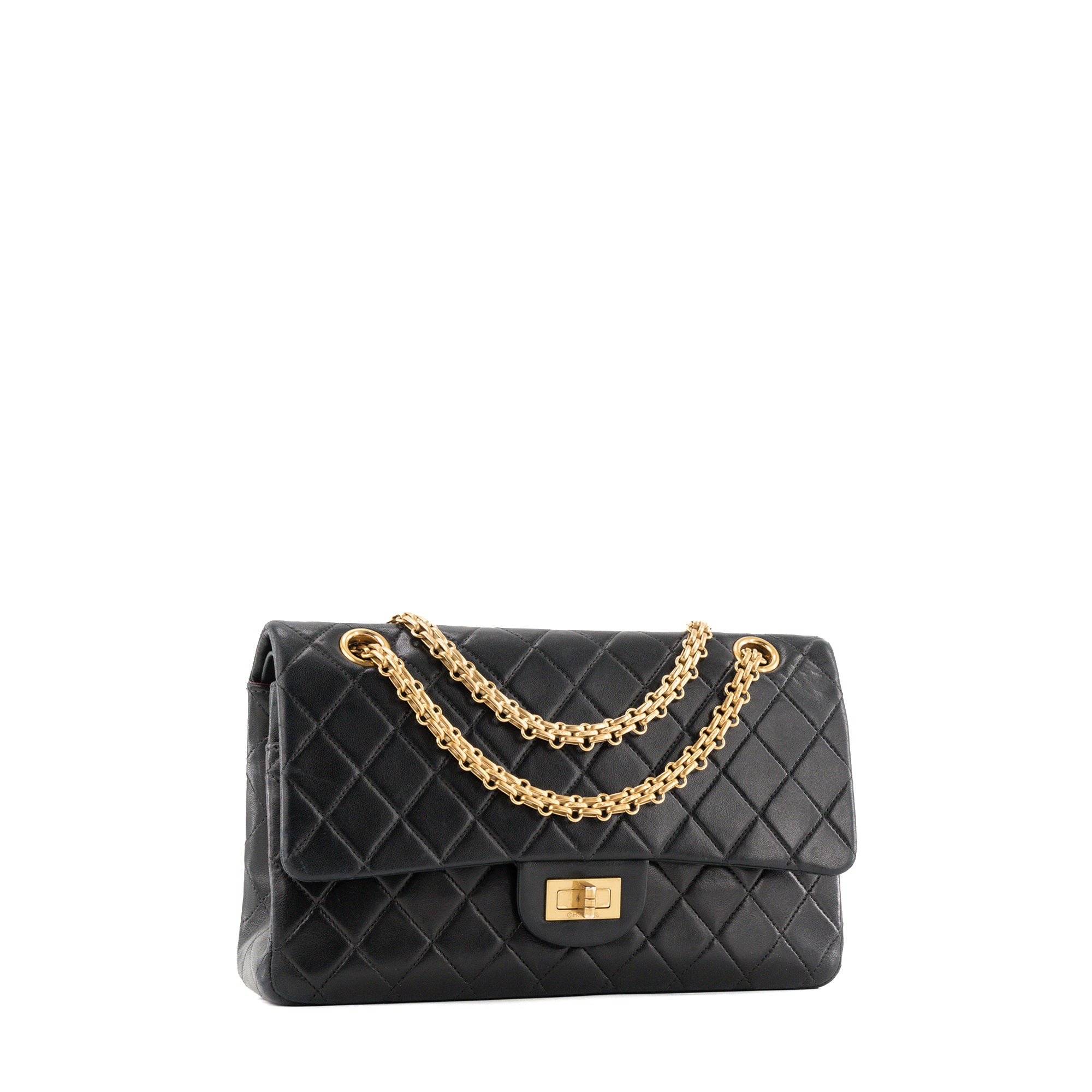 CHANEL - Sac à bandoulière 2.55 Chanel en cuir matelassé noir vintage