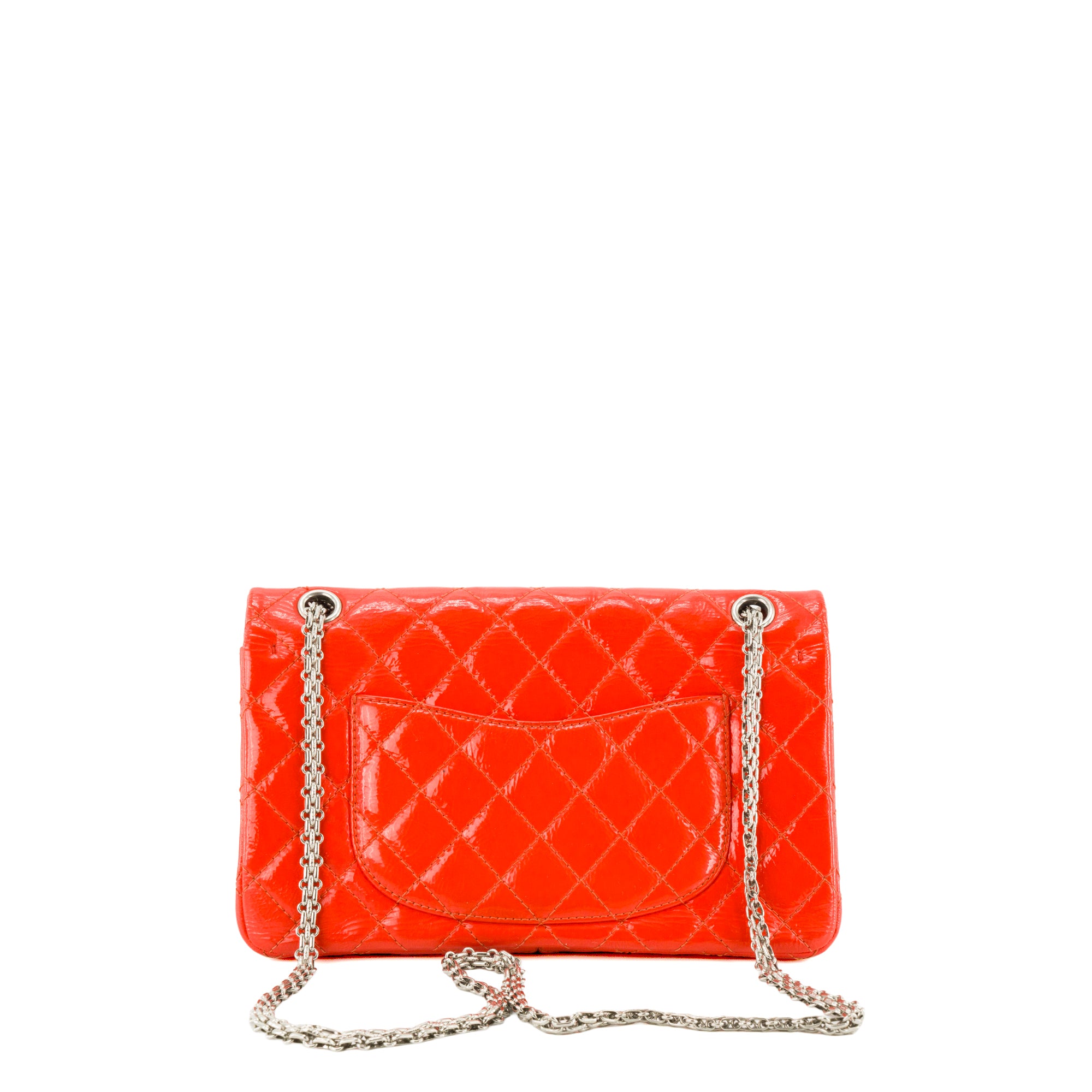 CHANEL - Sac à bandoulière 2.55 Chanel en cuir verni verni orange