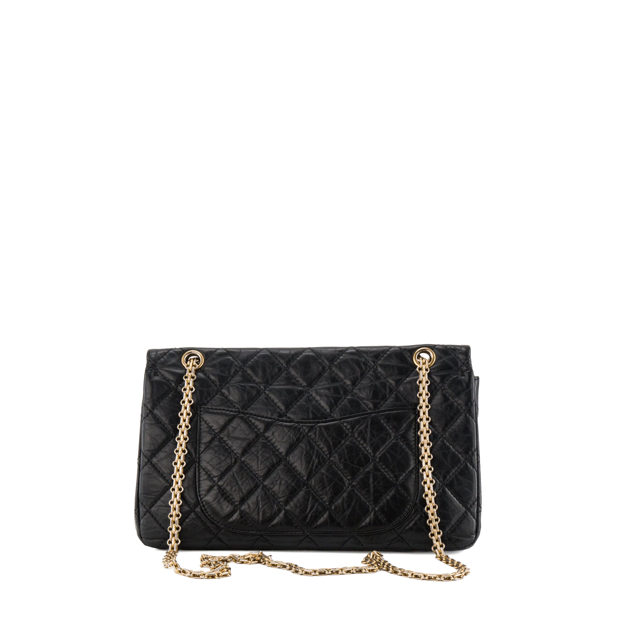 CHANEL - Sac à bandoulière 2.55 Jumbo Chanel en cuir froissé noir
