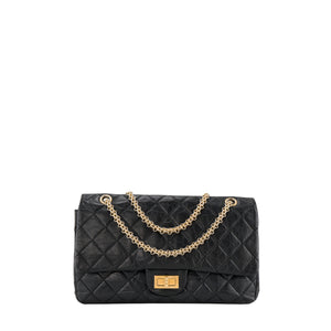 CHANEL - Sac à bandoulière 2.55 Jumbo Chanel en cuir froissé noir