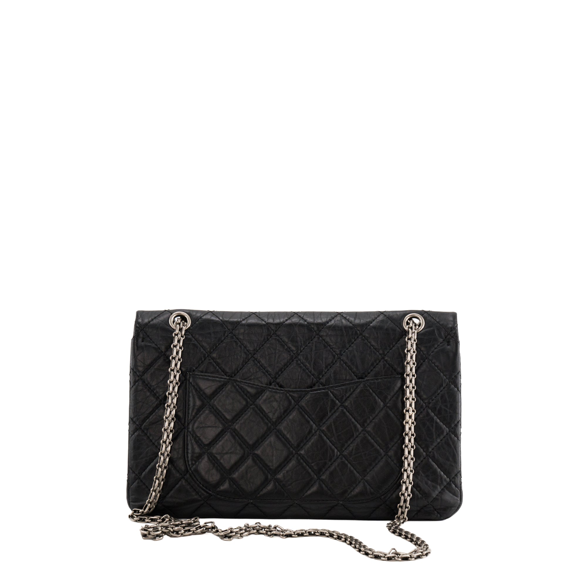 CHANEL - Sac à bandoulière 2.55 Jumbo Chanel en cuir froissé noir