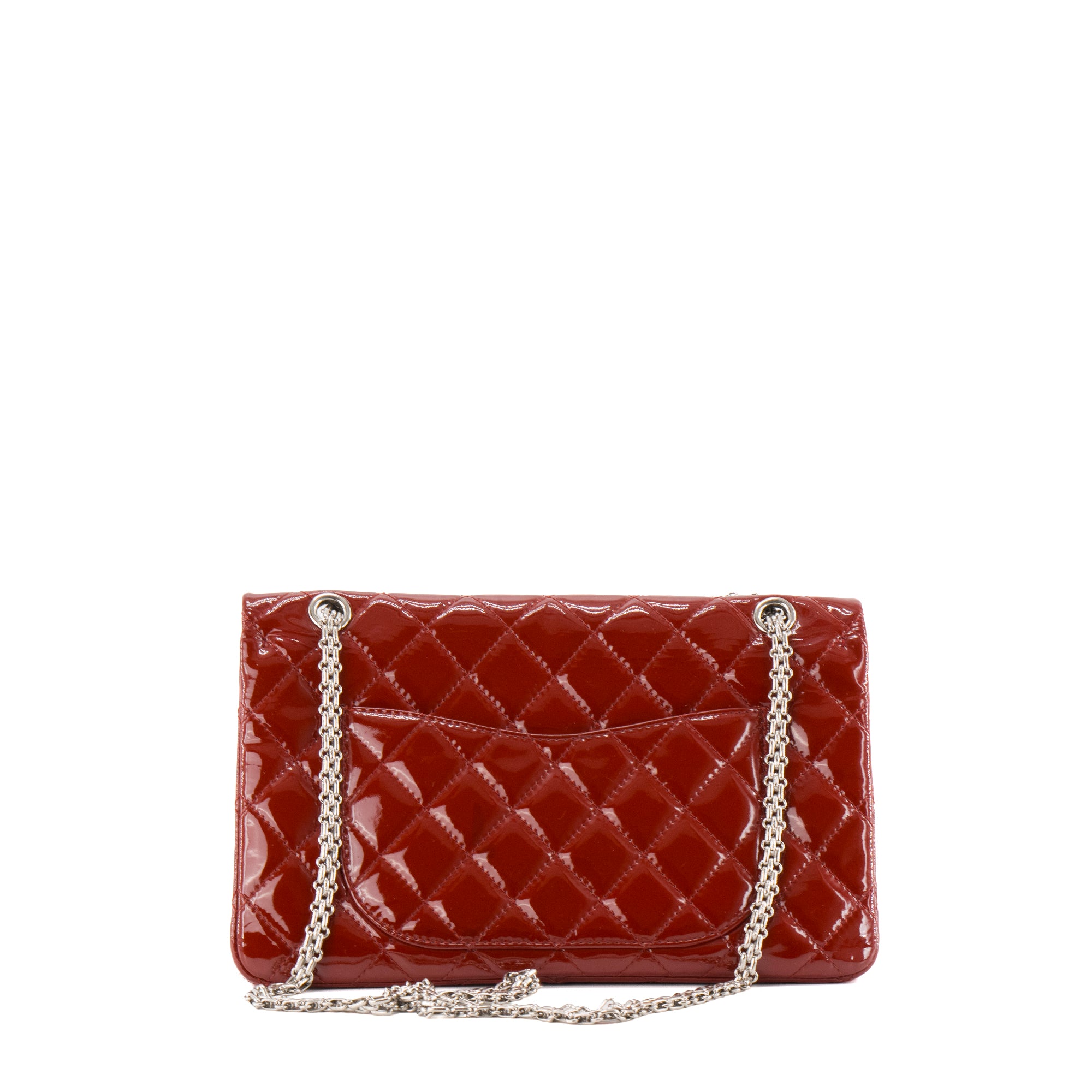 CHANEL - Sac à bandoulière 2.55 Jumbo Chanel en cuir verni rouge
