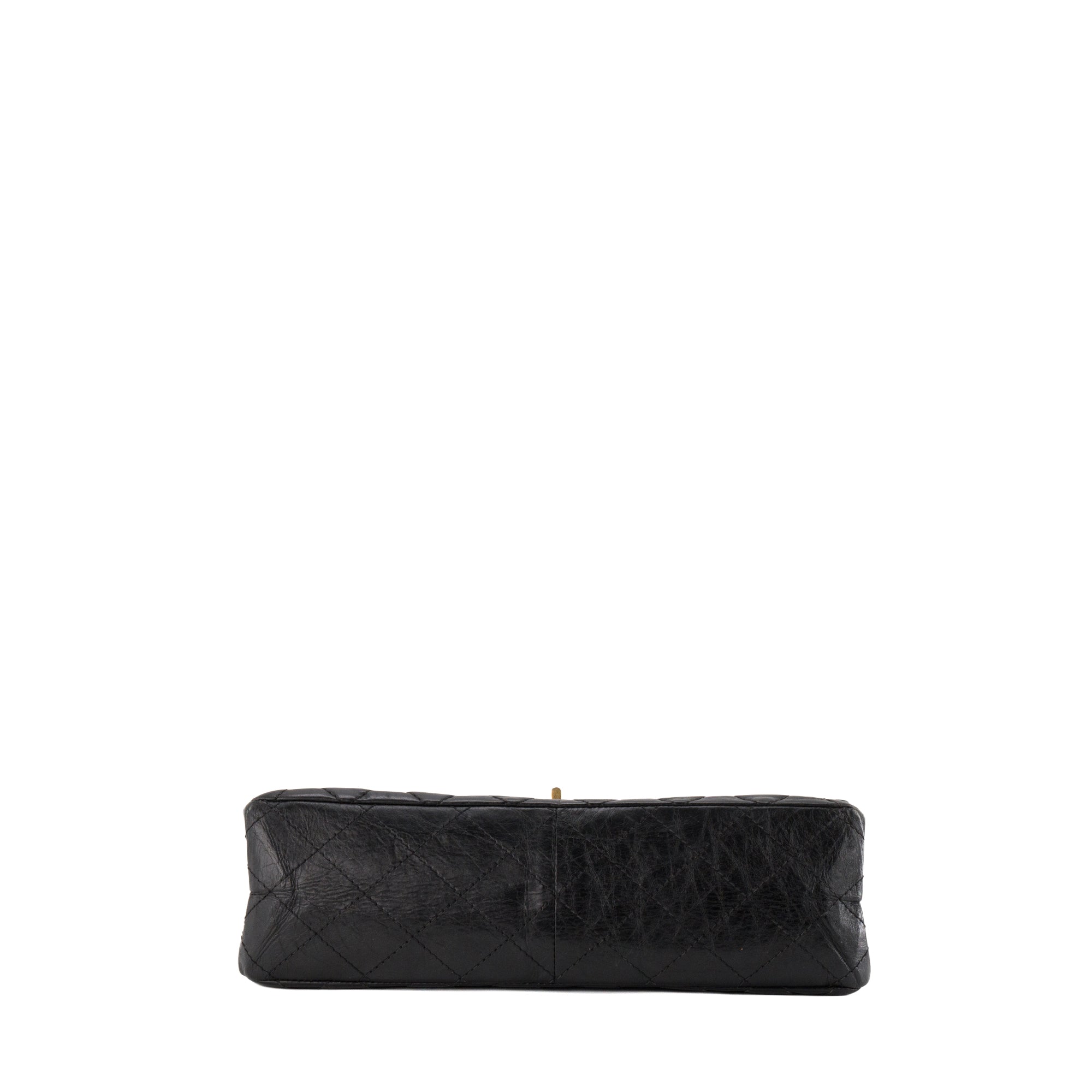 CHANEL - Sac à bandoulière 2.55 Large Chanel en cuir froissé noir