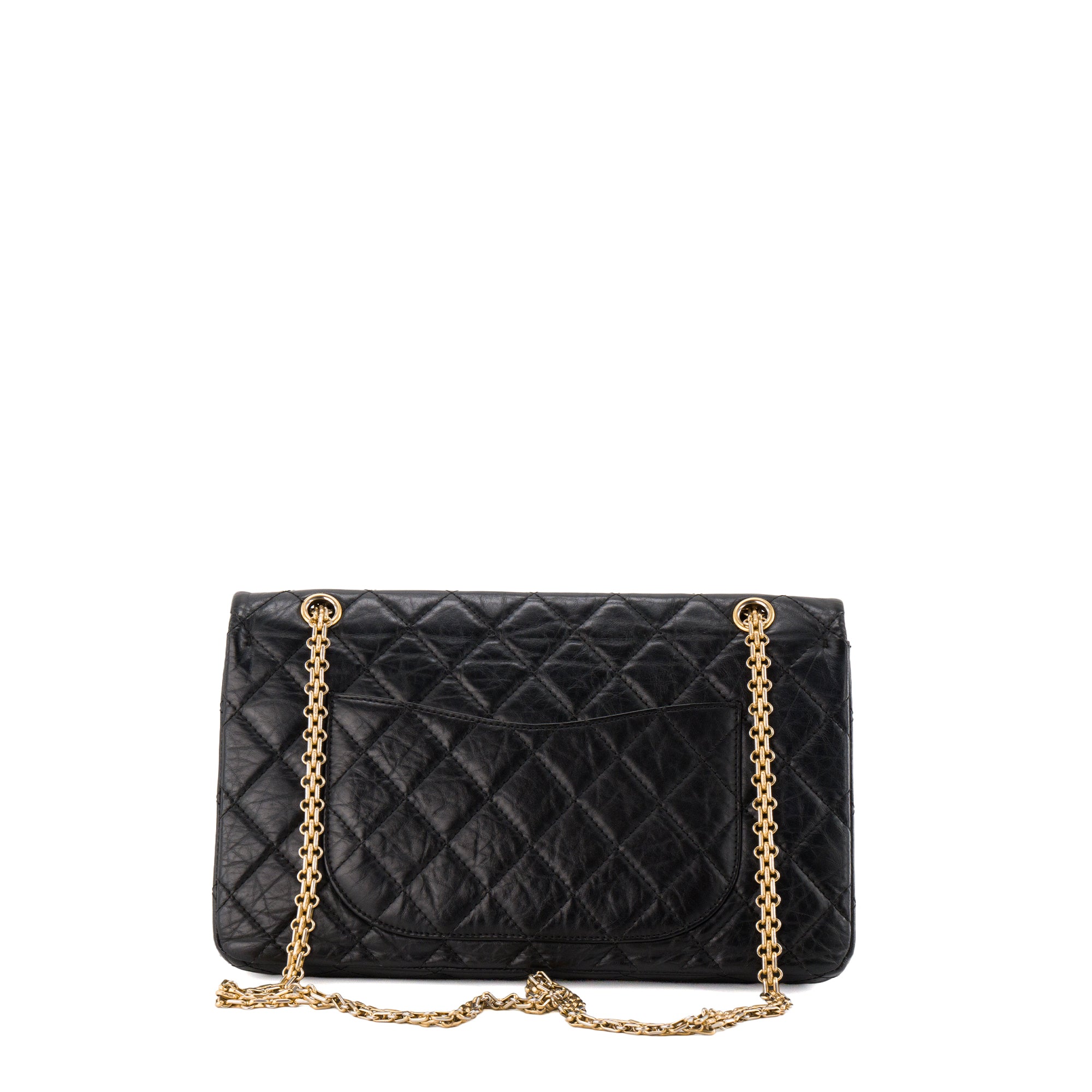 CHANEL - Sac à bandoulière 2.55 Large Chanel en cuir froissé noir