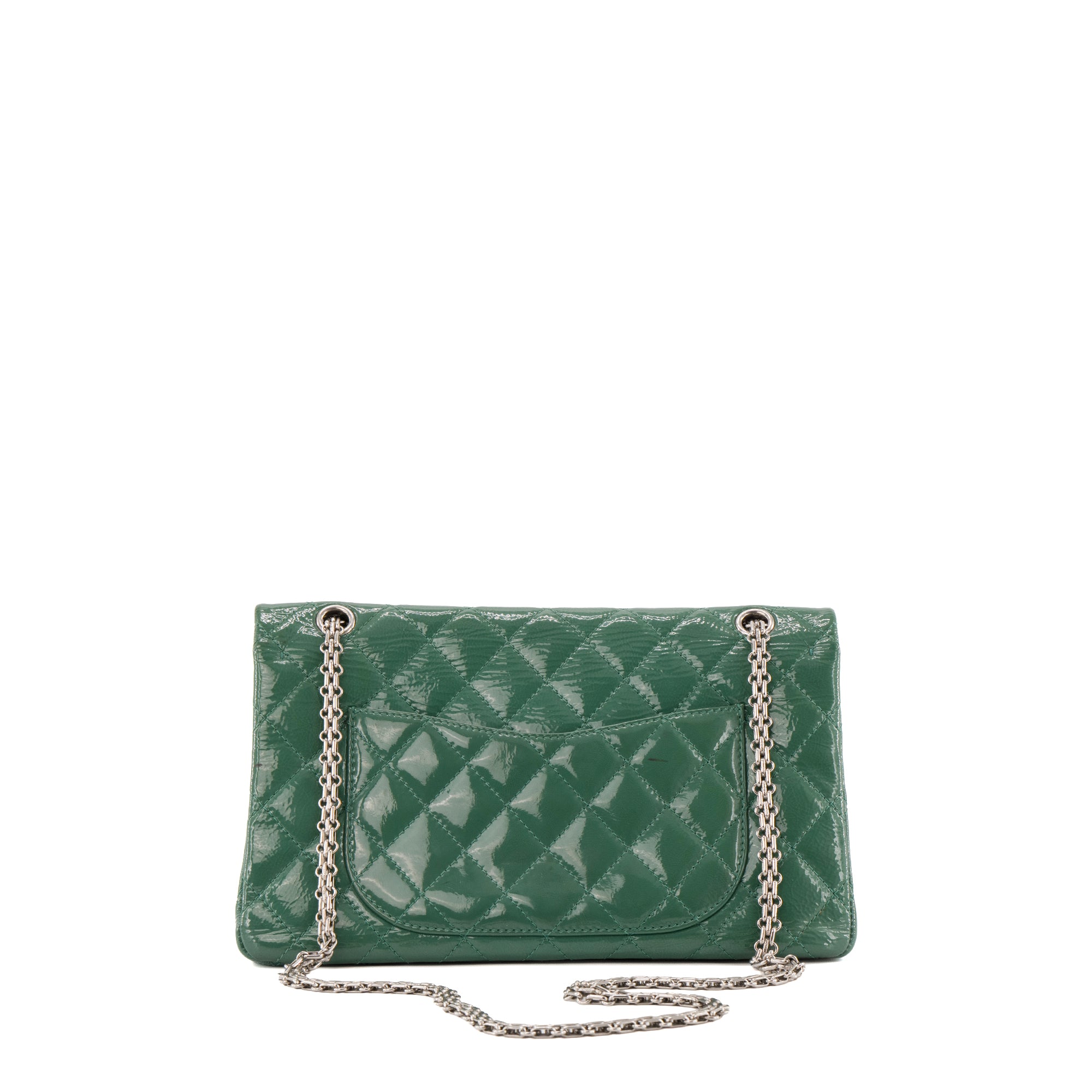 CHANEL - Sac à bandoulière 2.55 Large Chanel en cuir verni vert