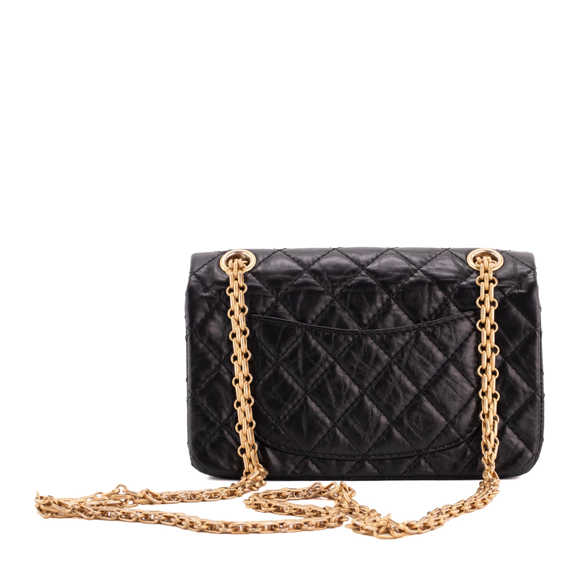 CHANEL - Sac à bandoulière 2.55 mini rectangle Chanel en cuir froissé noir