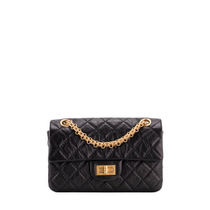 CHANEL - Sac à bandoulière 2.55 mini rectangle Chanel en cuir froissé noir