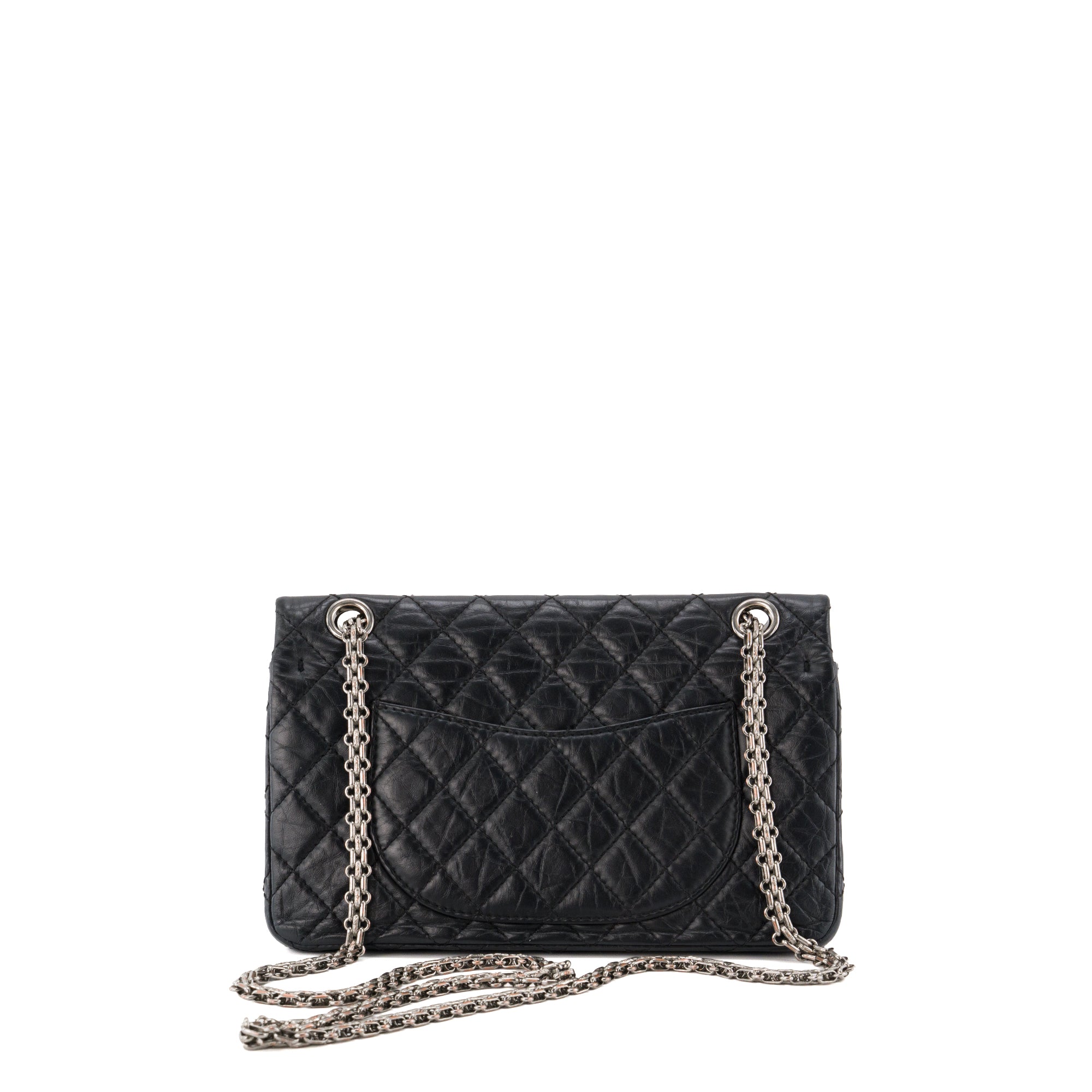 CHANEL - Sac à bandoulière 2.55 Space Charms Chanel en cuir froissé noir
