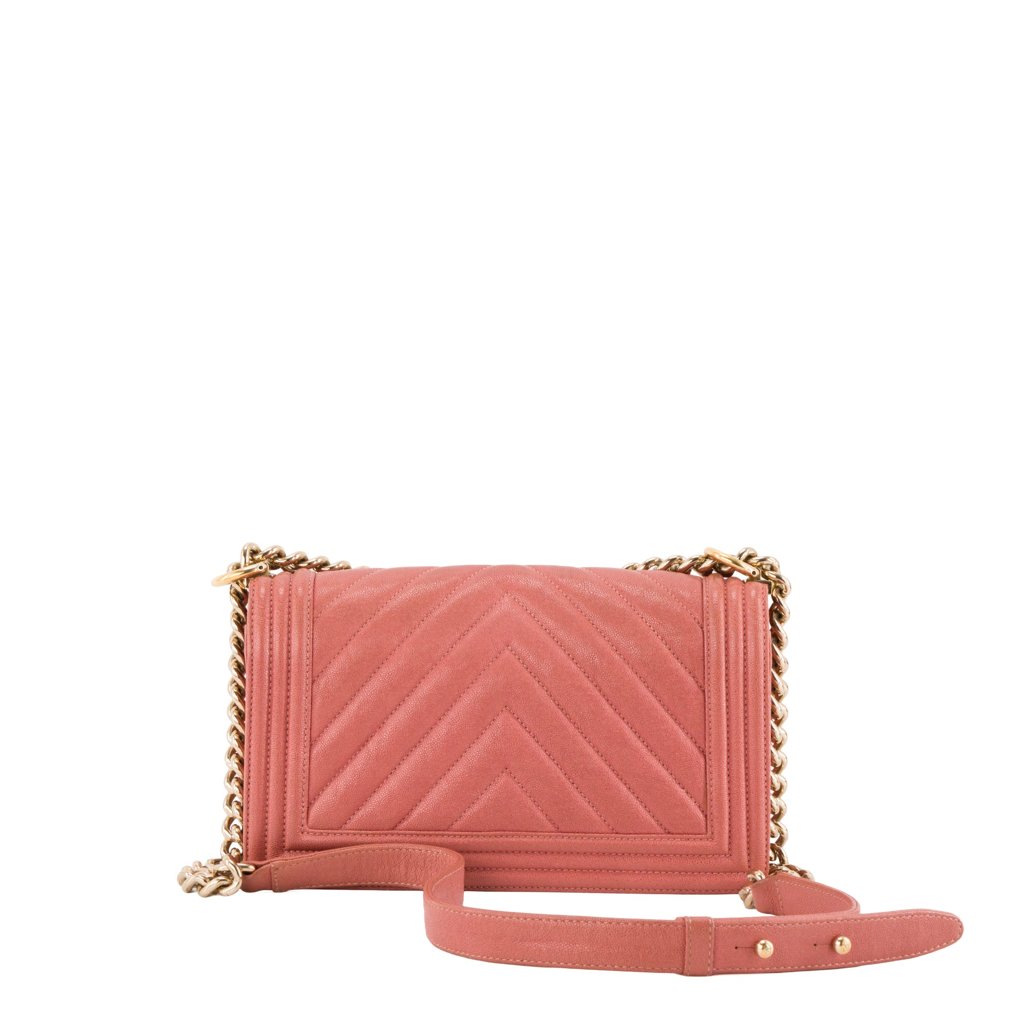 CHANEL - Sac à bandoulière Boy Chanel en cuir caviar rose