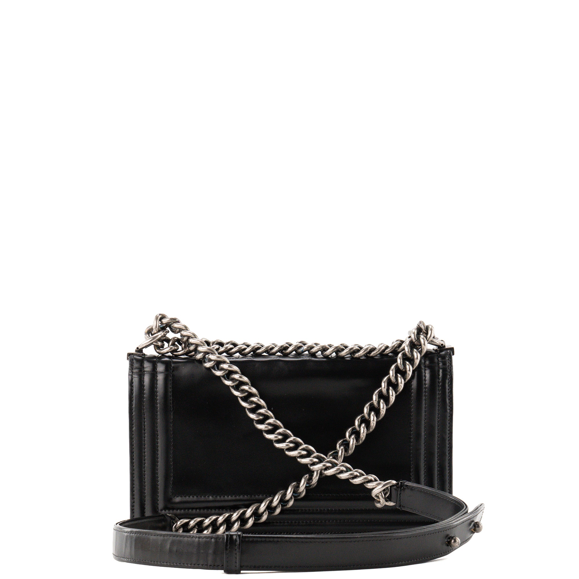 CHANEL - Sac à bandoulière Boy mini Chanel en cuir lisse noir