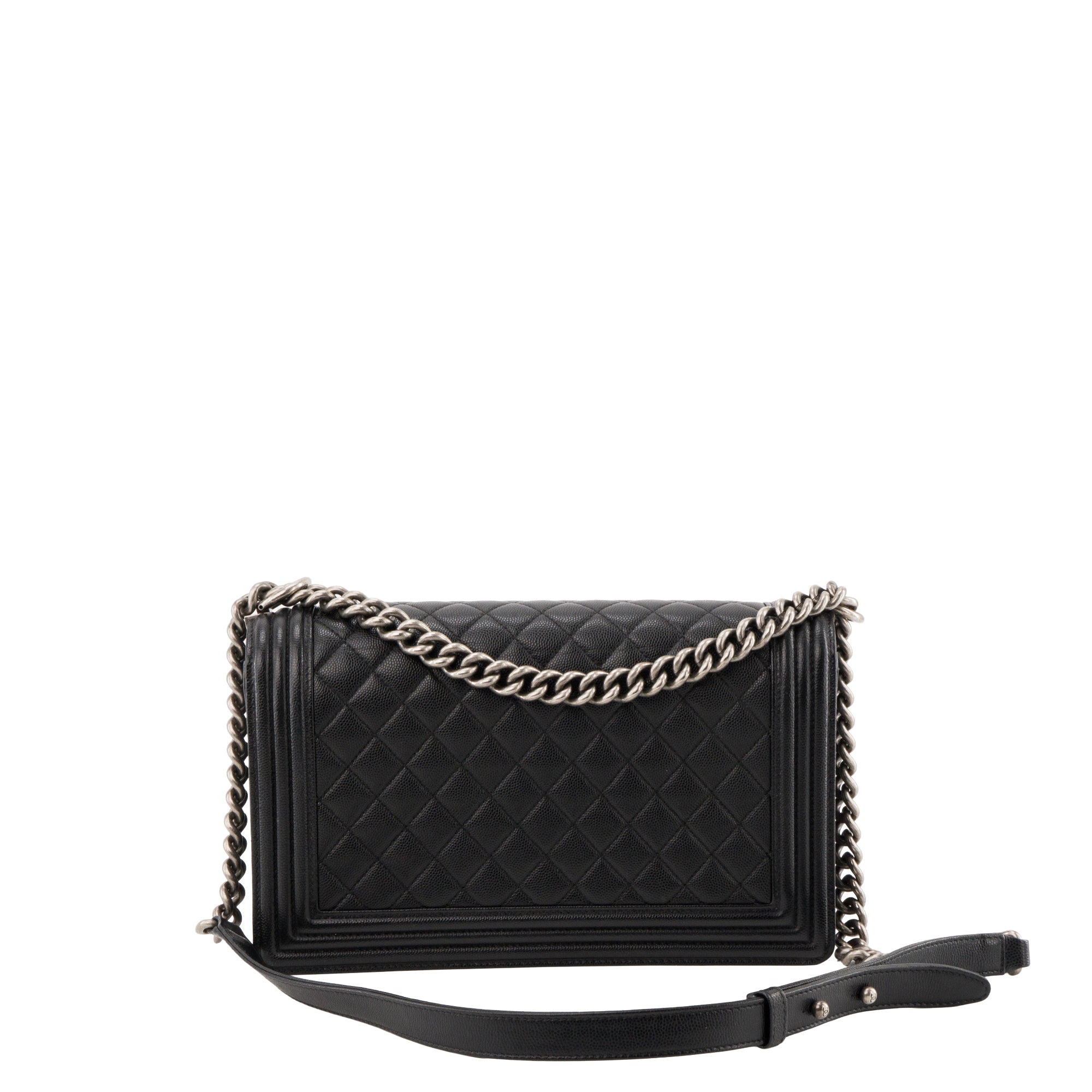 CHANEL - Sac à bandoulière Boy Large Chanel en cuir caviar noir