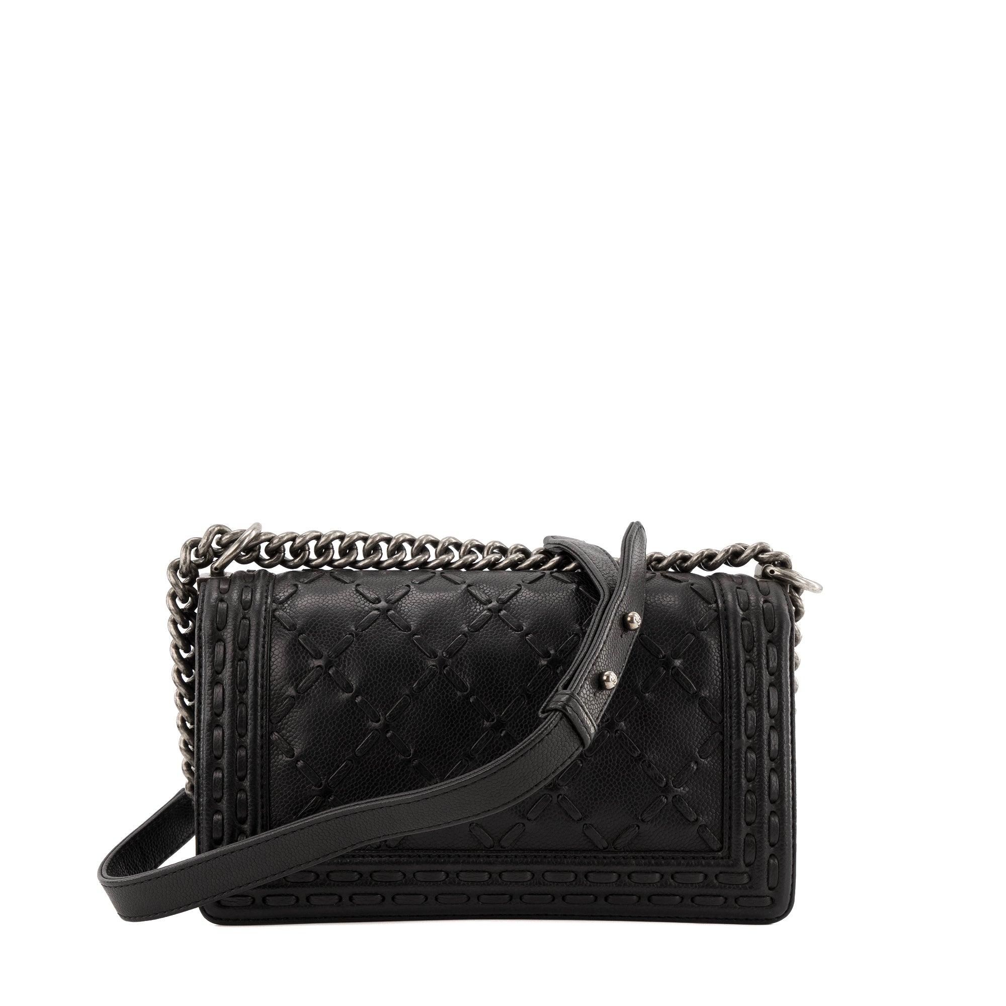 CHANEL - Sac à bandoulière Boy medium Chanel en cuir grainé noir édition limitée