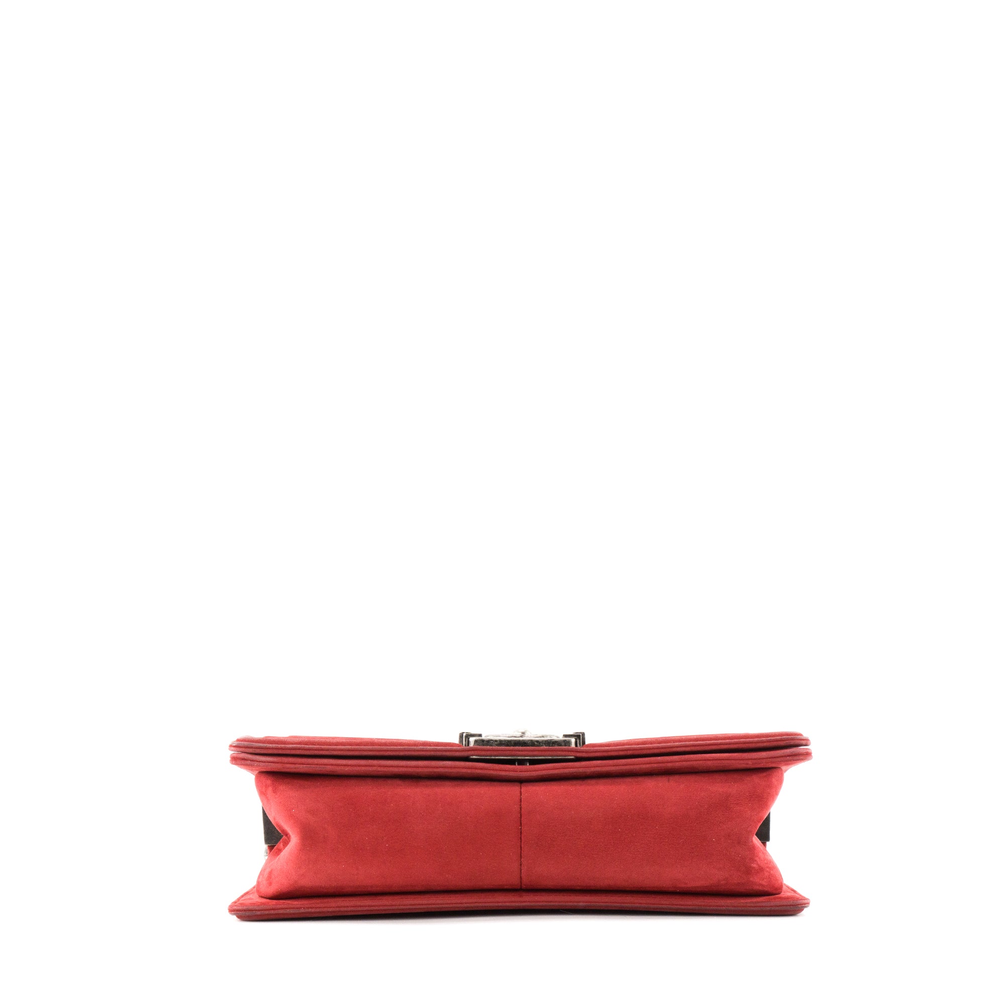 CHANEL - Sac à bandoulière Boy medium Chanel en daim rouge