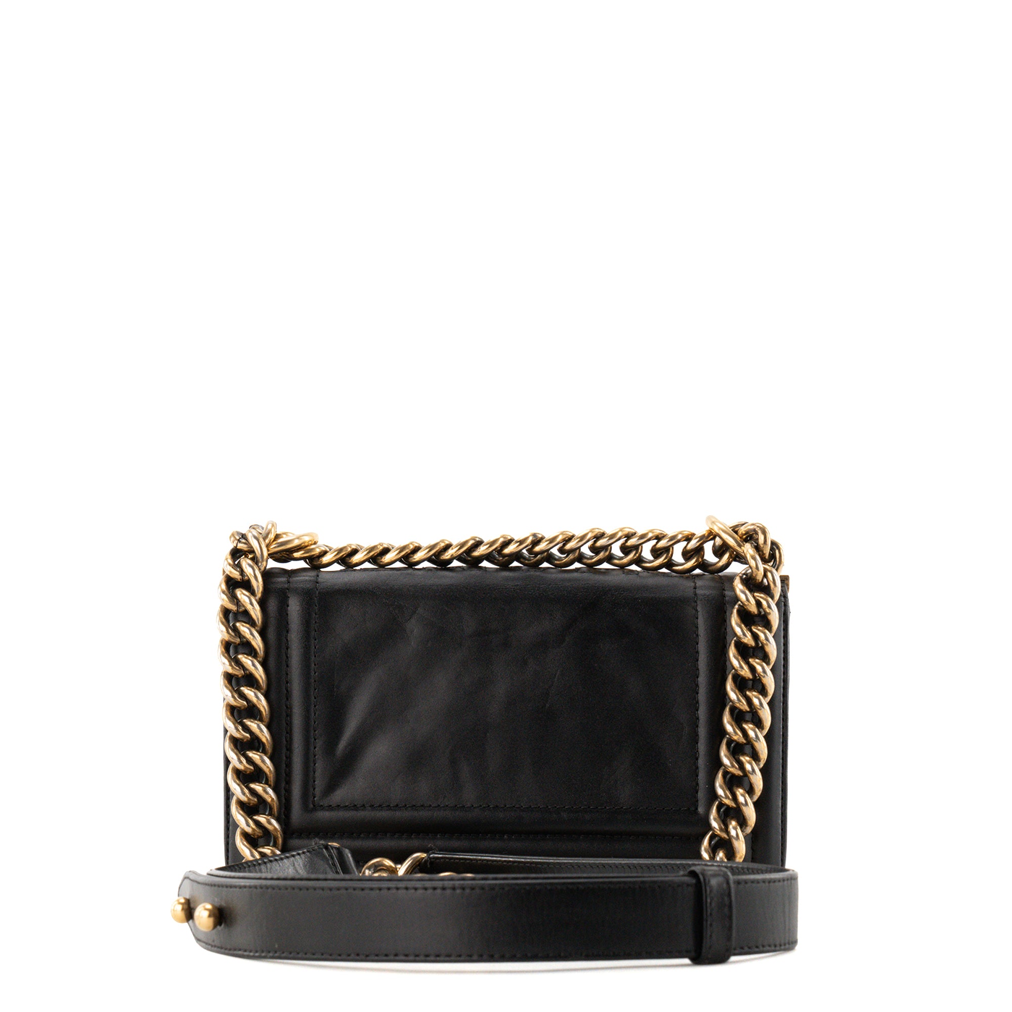 CHANEL - Sac à bandoulière Boy Mini Chanel en cuir lisse noir