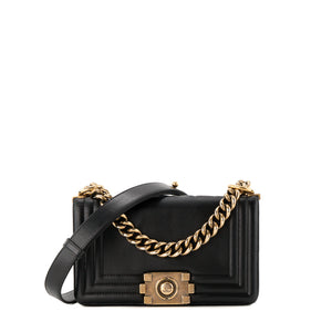 CHANEL - Sac à bandoulière Boy Mini Chanel en cuir lisse noir