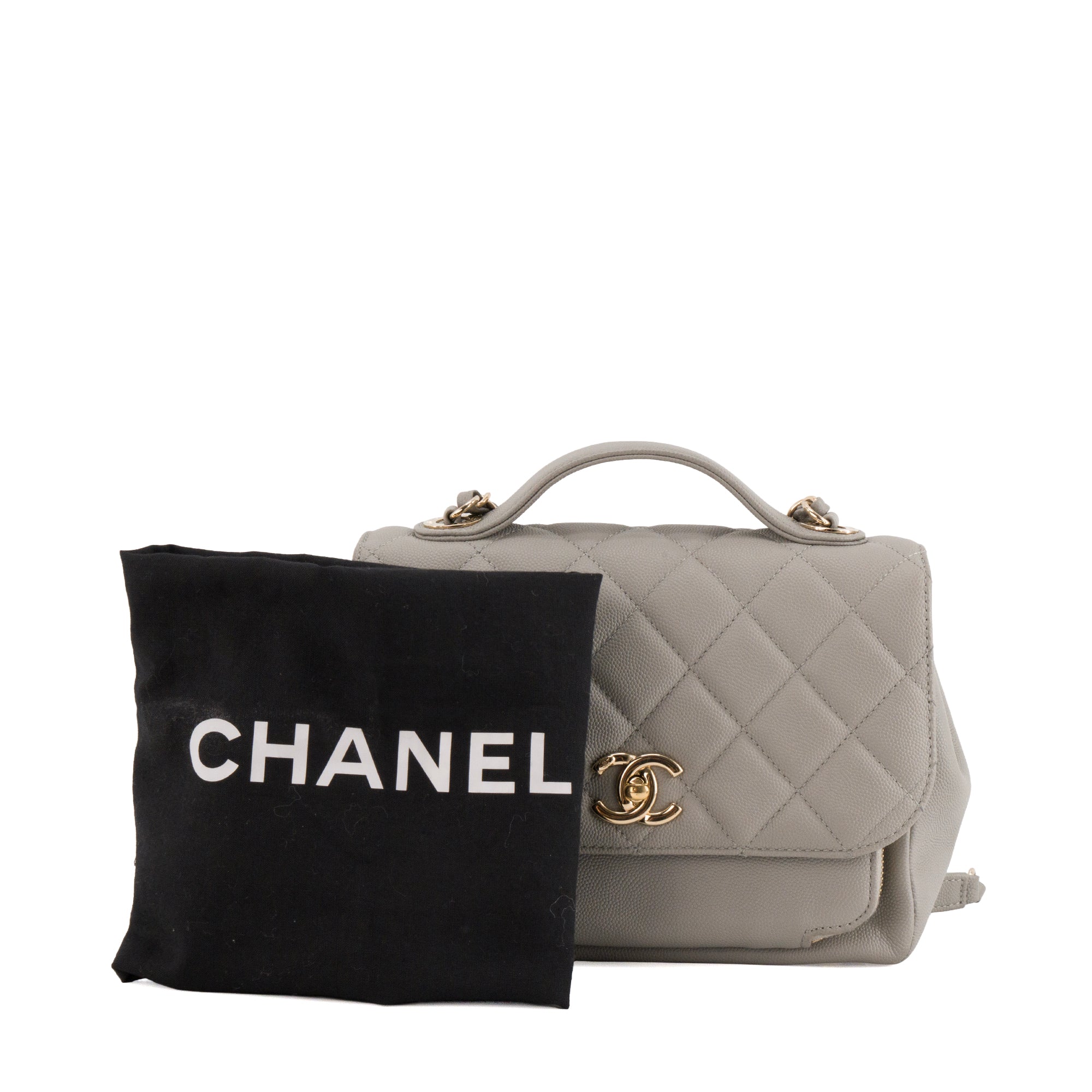 CHANEL - Sac à bandoulière Business Affinity Chanel en cuir caviar gris
