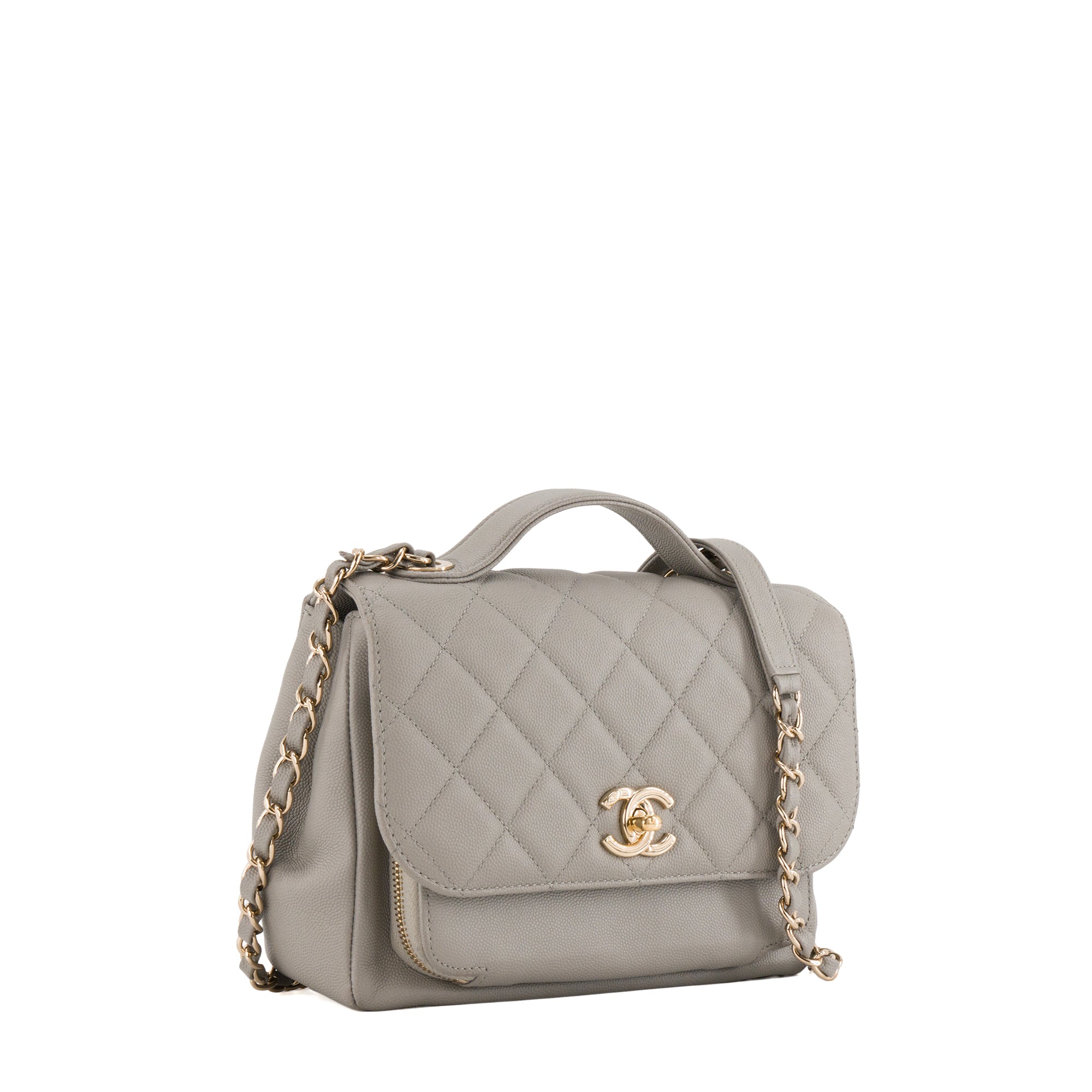 CHANEL - Sac à bandoulière Business Affinity Chanel en cuir caviar gris