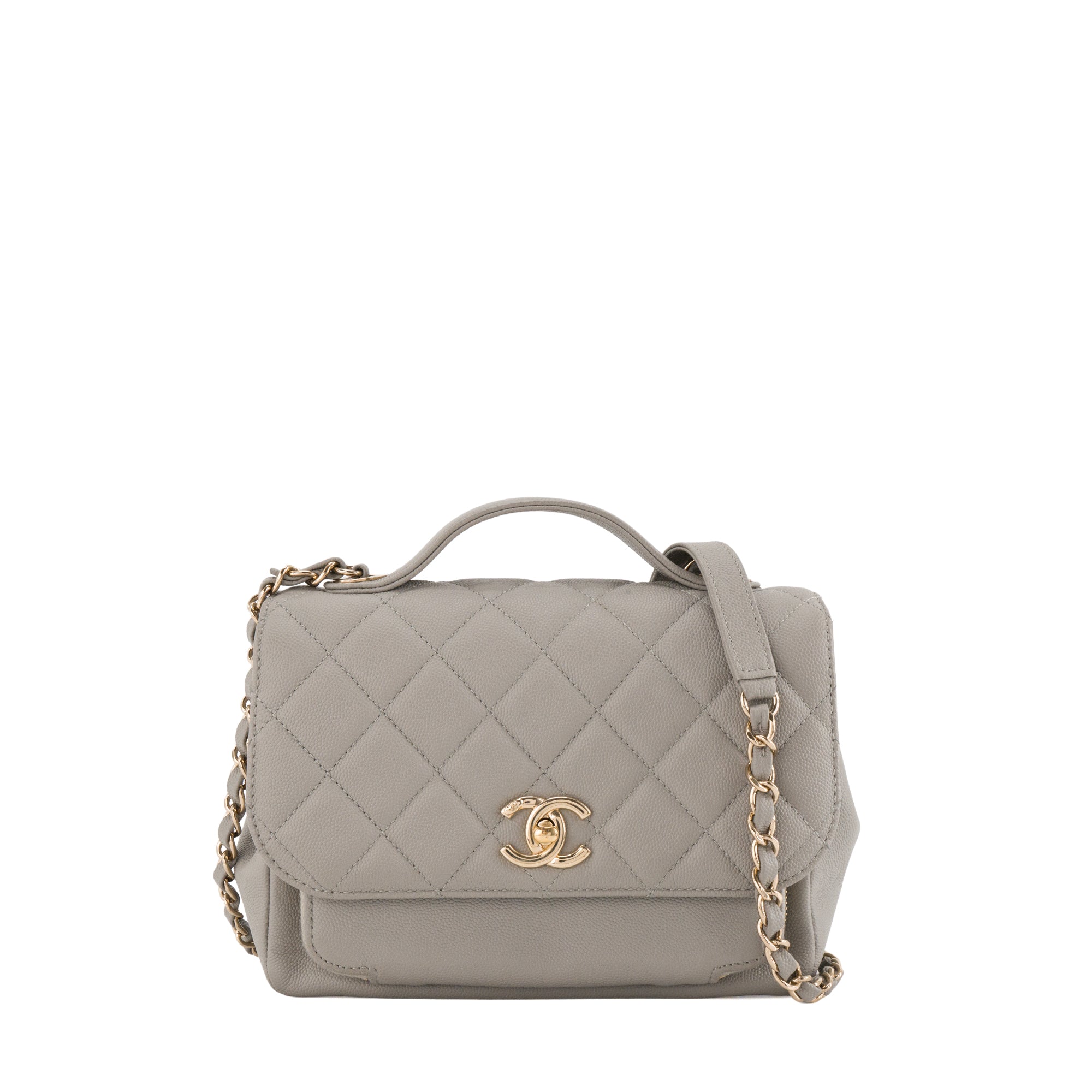 CHANEL - Sac à bandoulière Business Affinity Chanel en cuir caviar gris