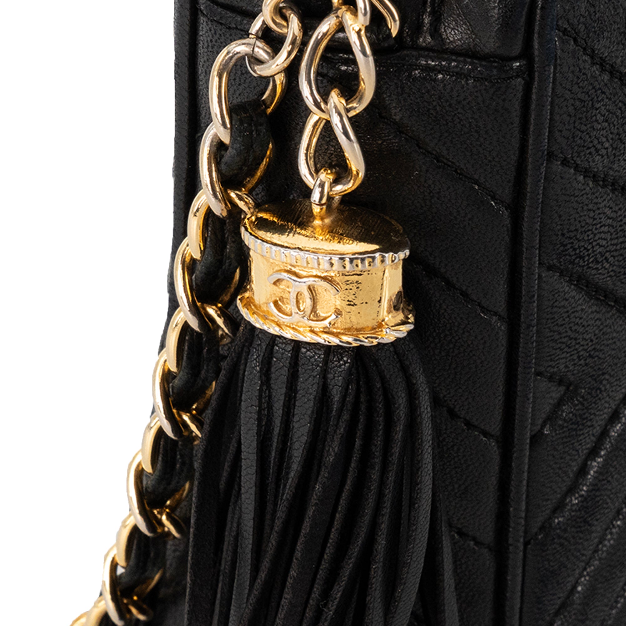 CHANEL - Sac à bandoulière Caméra Chanel en cuir lisse noir vintage