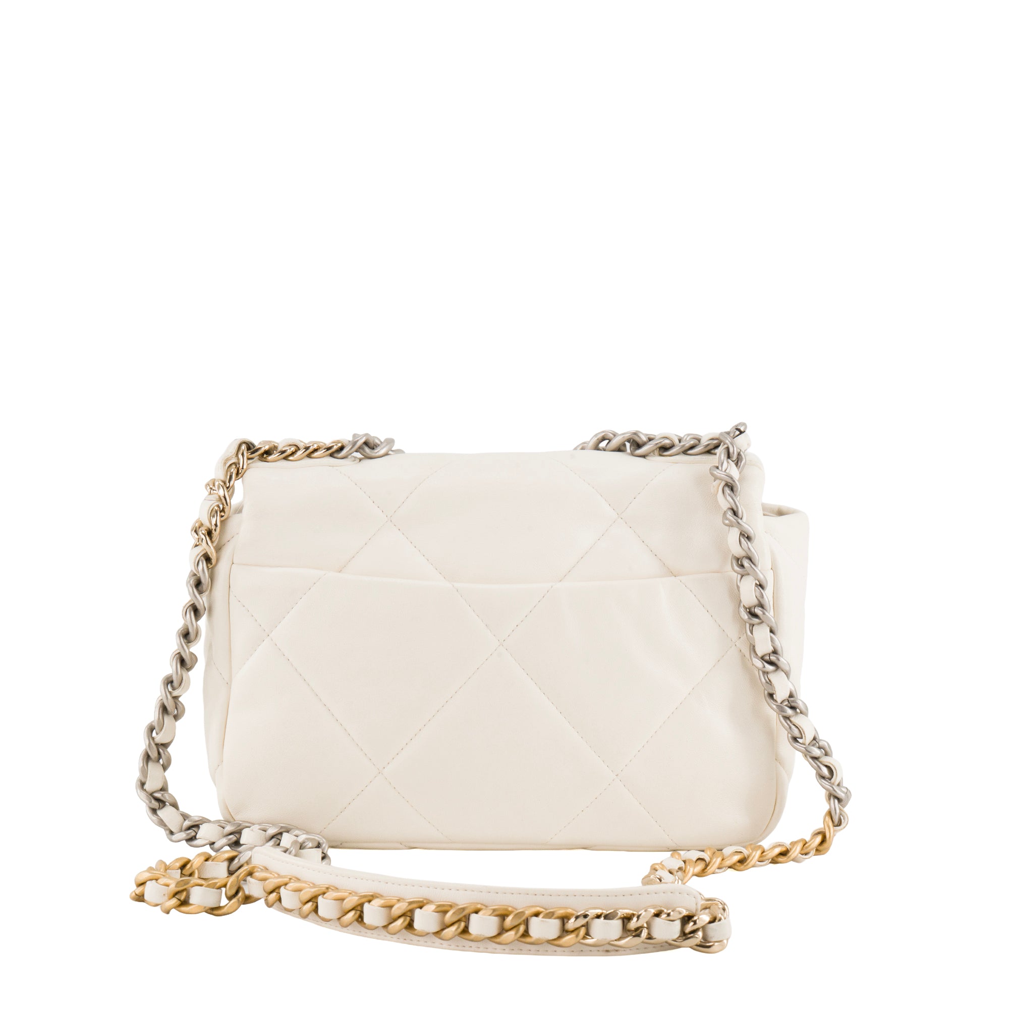 CHANEL - Sac à bandoulière Chanel 19 en cuir lisse blanc