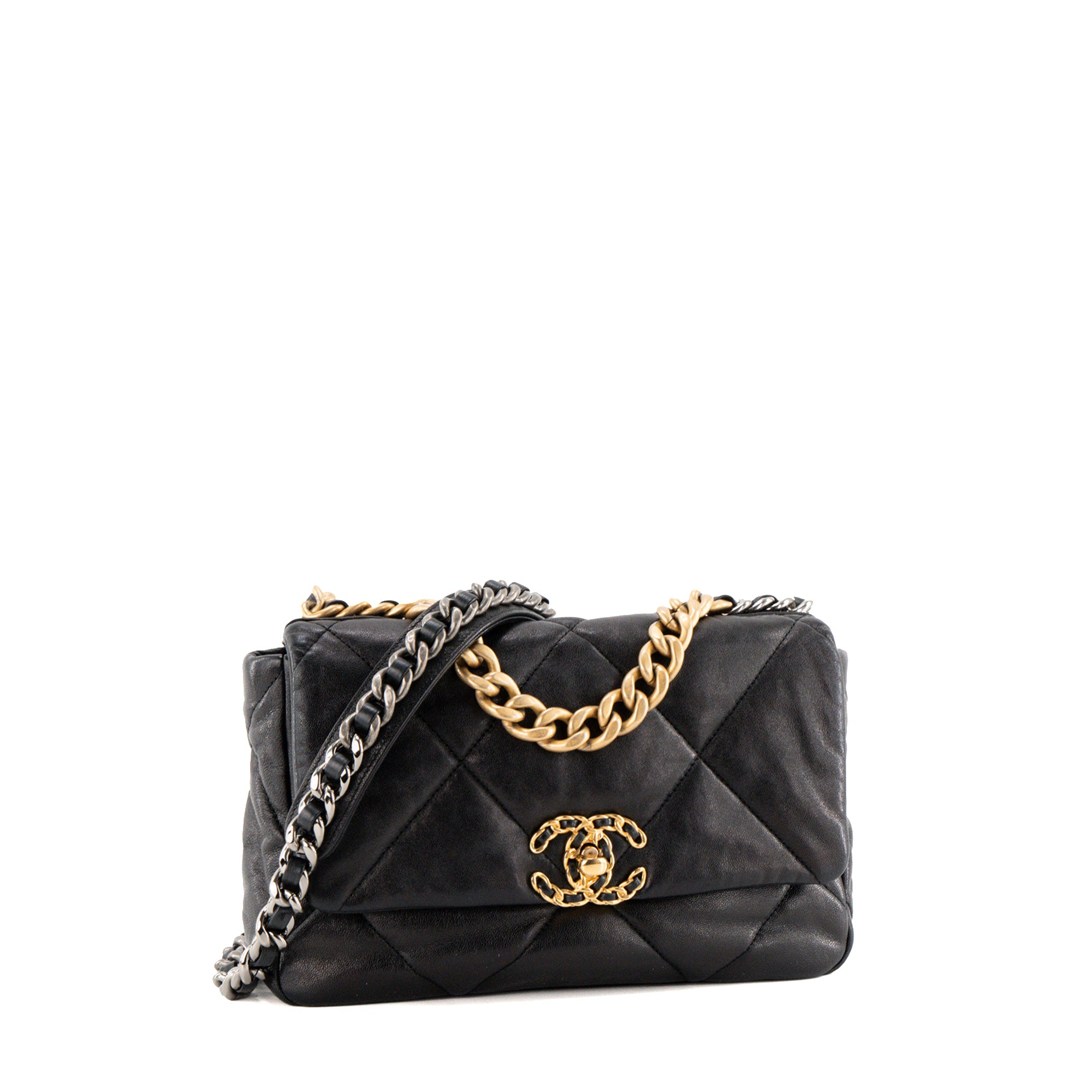 CHANEL - Sac à bandoulière Chanel 19 en cuir lisse noir
