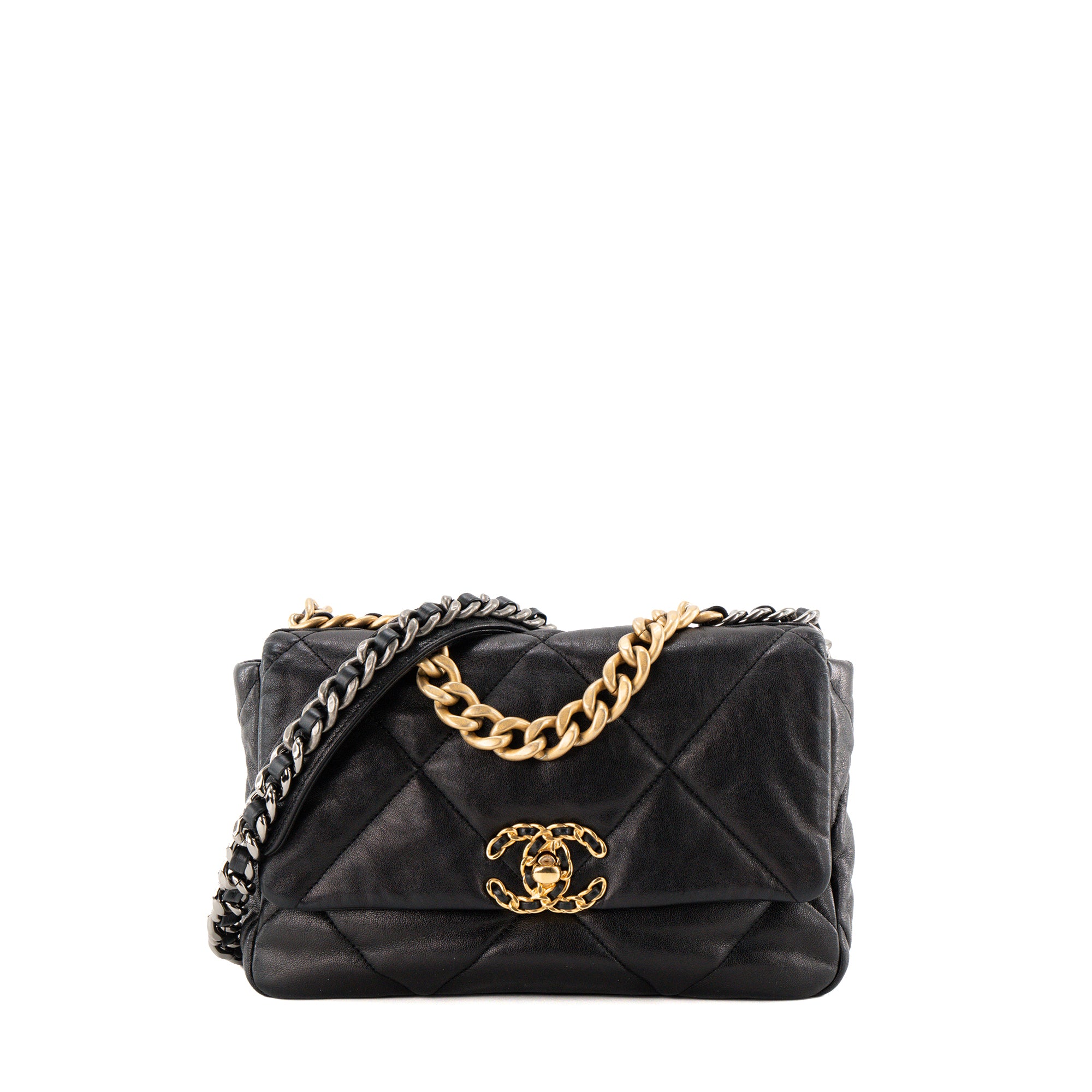 CHANEL - Sac à bandoulière Chanel 19 en cuir lisse noir