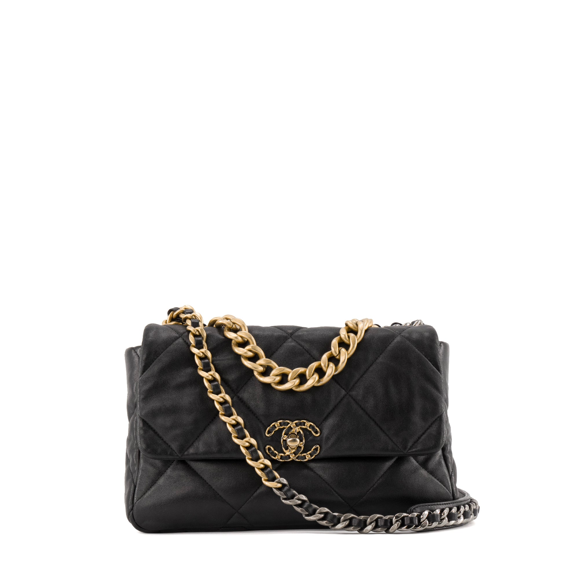 CHANEL - Sac à bandoulière Chanel 19 en cuir lisse noir